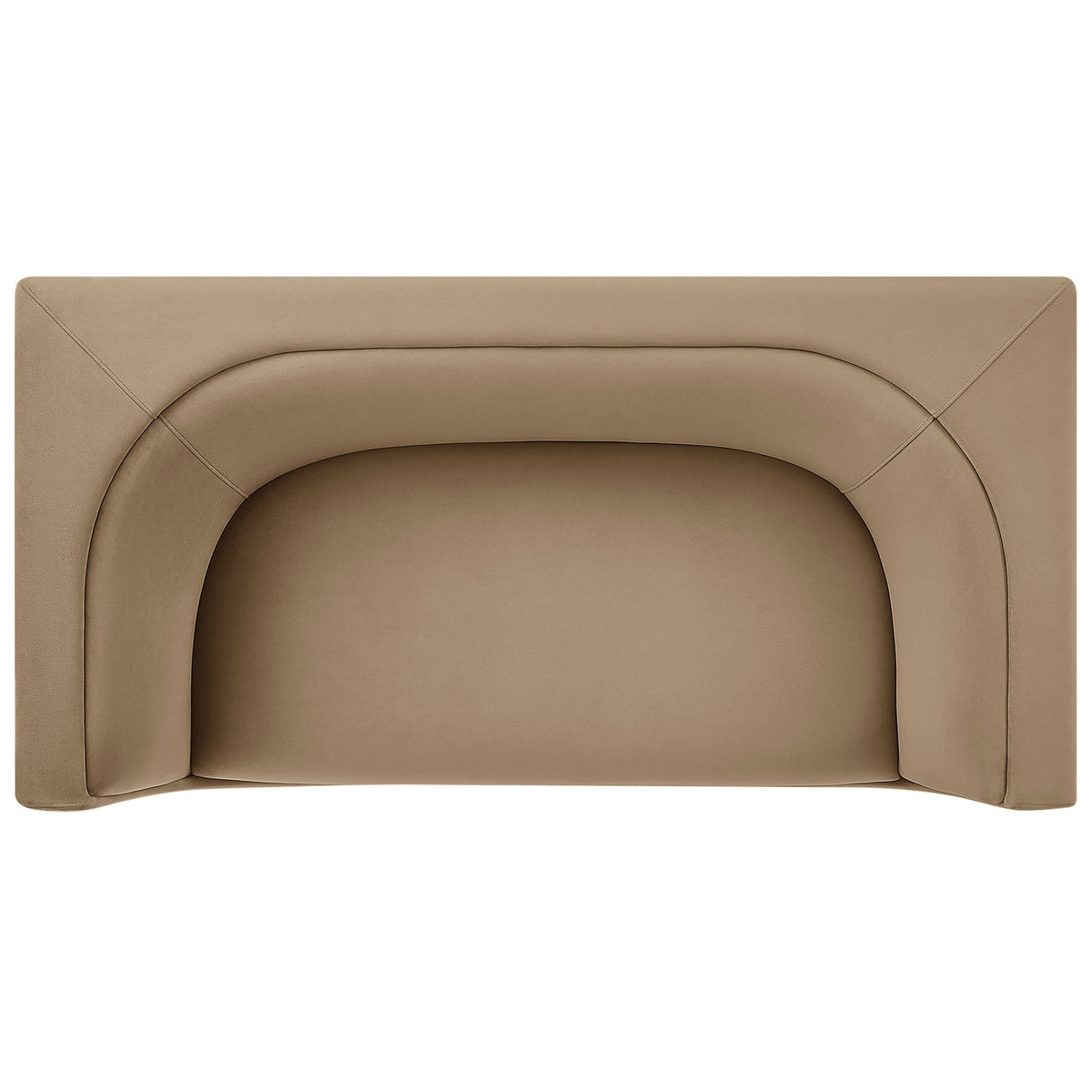 Curved-back taupe loveseat with generous bench seat and continuous cushioned arms forming a cozy nook || EEI-7565-TAU || top_studio