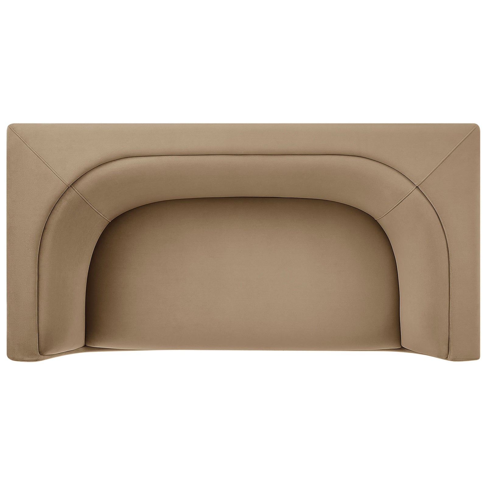 Curved-back taupe loveseat with generous bench seat and continuous cushioned arms forming a cozy nook || EEI-7565-TAU || top_studio