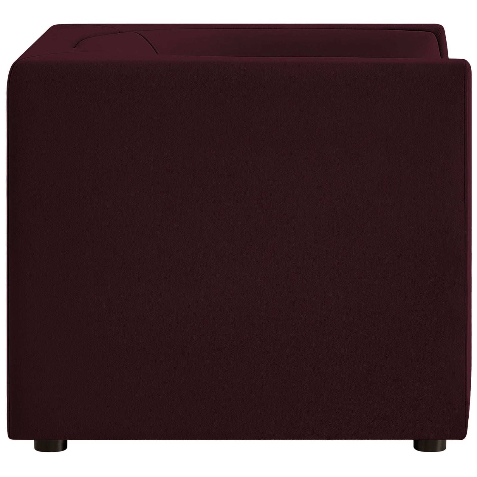 Sleek square-profile velvet armchair in deep mulberry with smooth, tailored sides || EEI-7566-MUL || side_studio