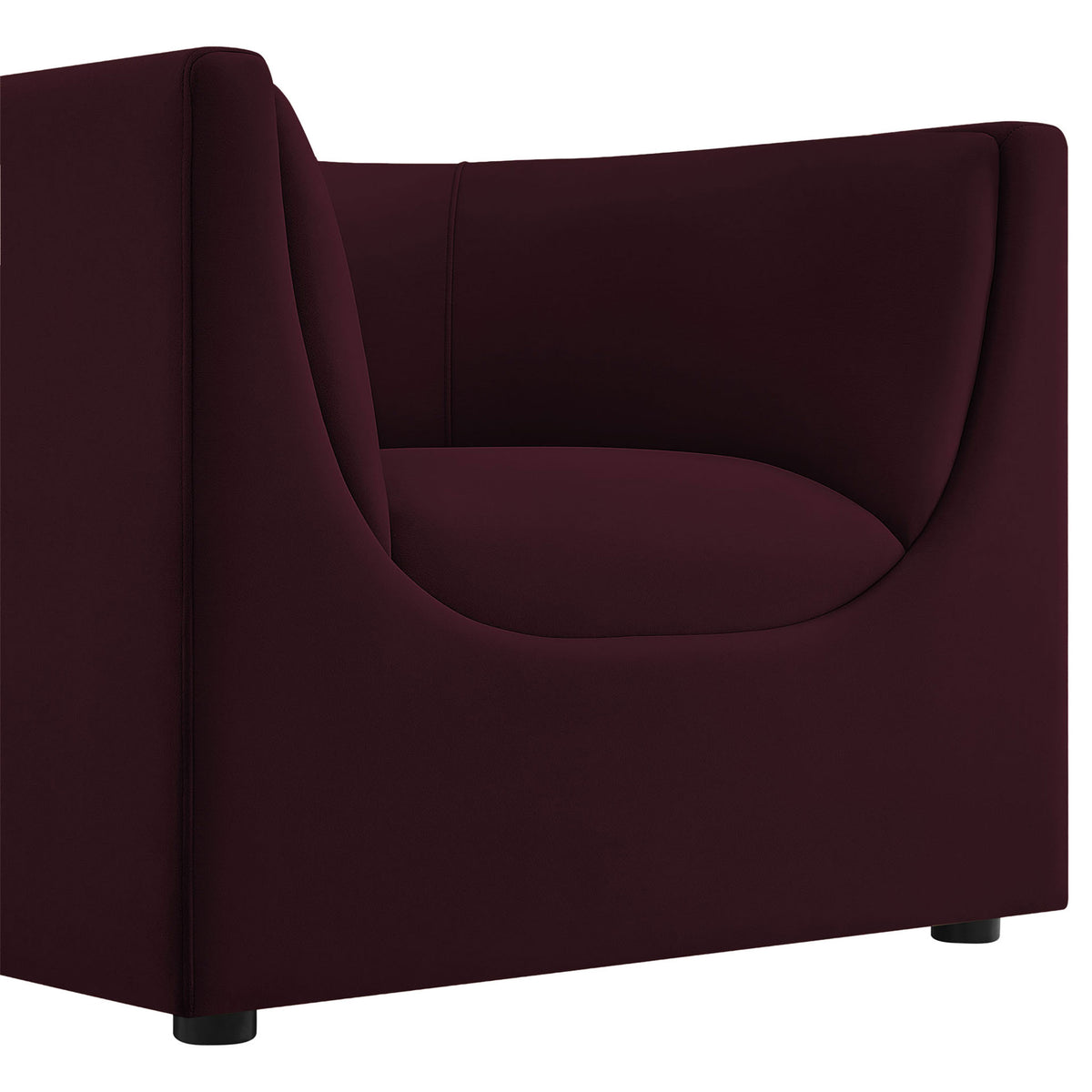 Soft, velvety upholstery and graceful curves across the arm and seat || EEI-7566-MUL || detail_studio