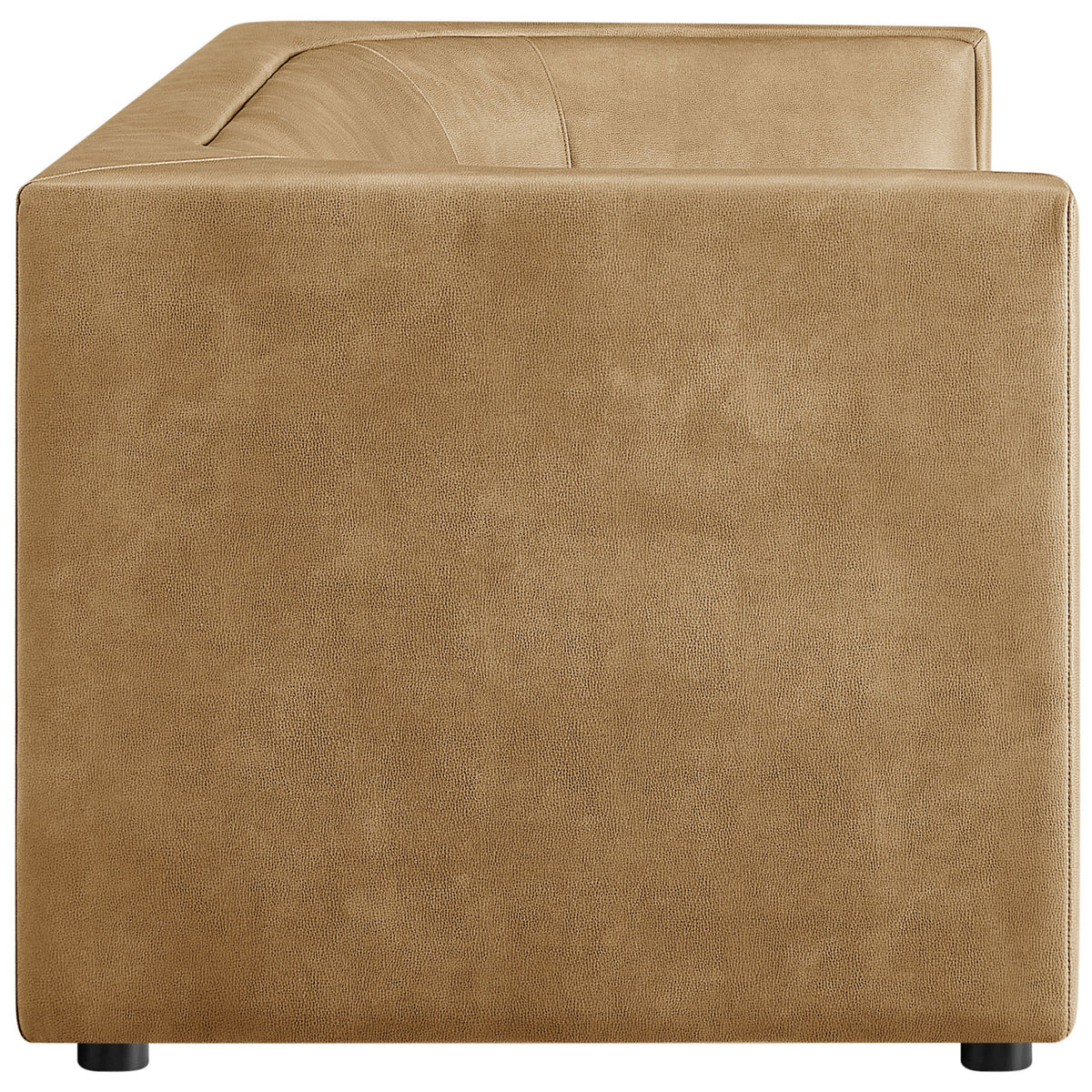 Boxy square arm profile showcases the sofa's clean lines and tailored minimalist look || EEI-7567-TST || side_studio