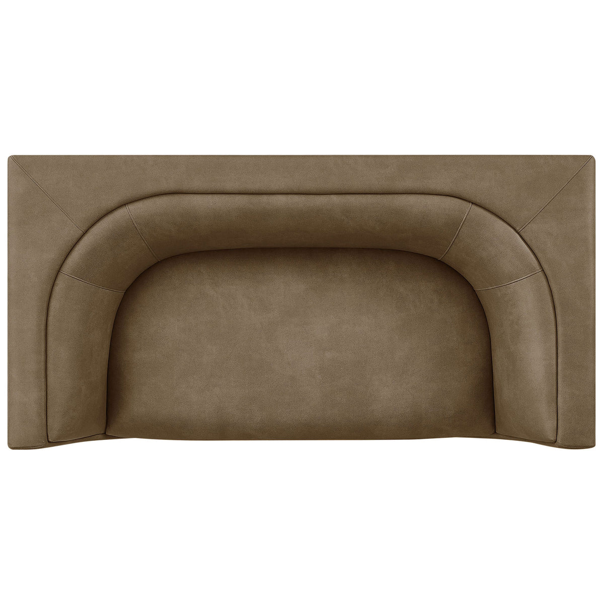 Curving wraparound back creates a cozy lounge nook on this mushroom vegan leather loveseat || EEI-7568-MUS || top_studio