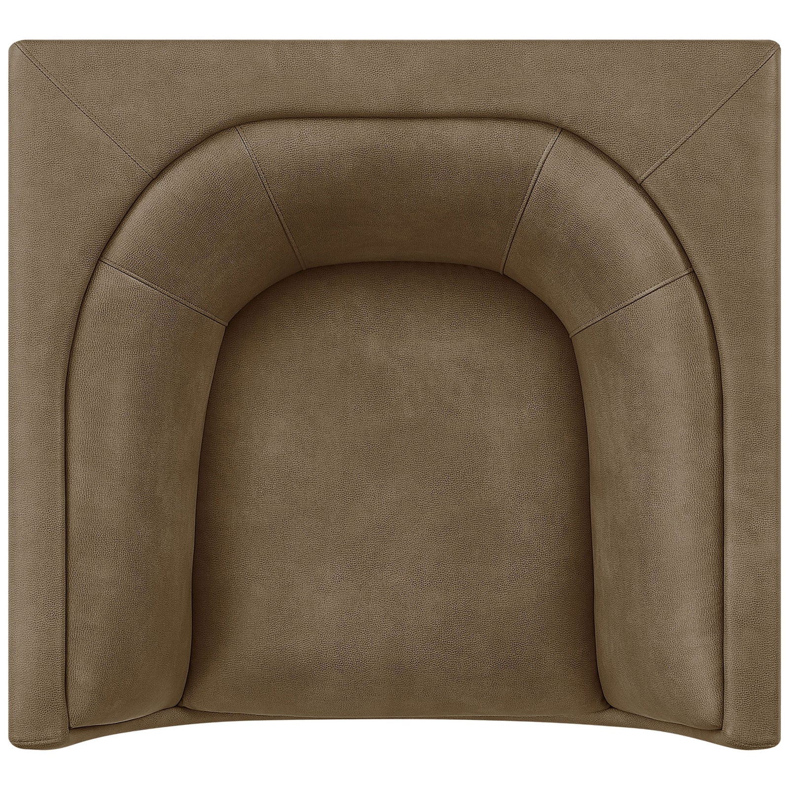 Sculpted seat cradle and curved backrest create a lounge-ready nest within the bold square silhouette. || EEI-7569-MUS || top_studio