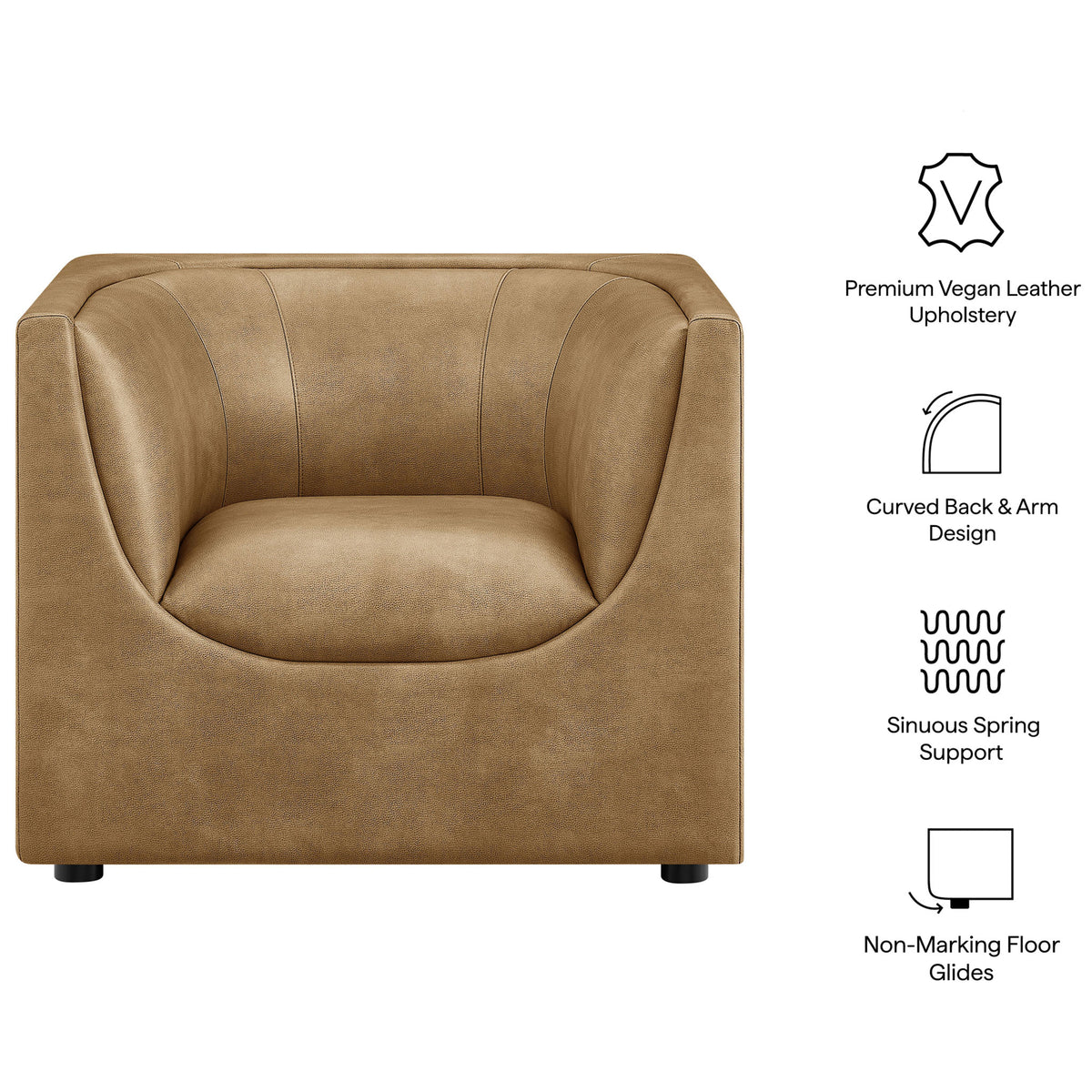 Premium vegan leather, curved back design, and sinuous spring support for lasting comfort || EEI-7569-TST || callout_studio