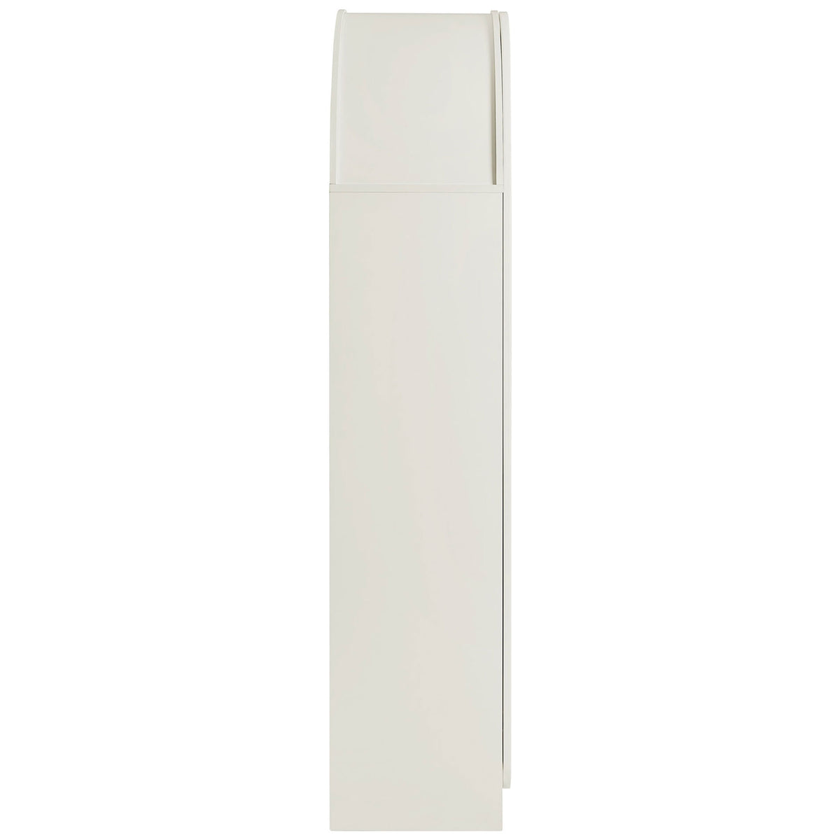 Slim white cabinet profile accenting the smooth side panel and rounded arch top || EEI-7570-WHI || side_studio