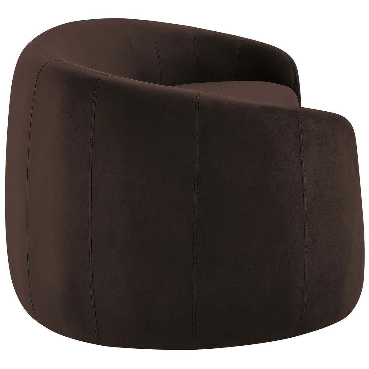 Rounded sofa arm in chocolate brown performance velvet with tailored vertical seam detailing || EEI-7581-CHB || detail_studio