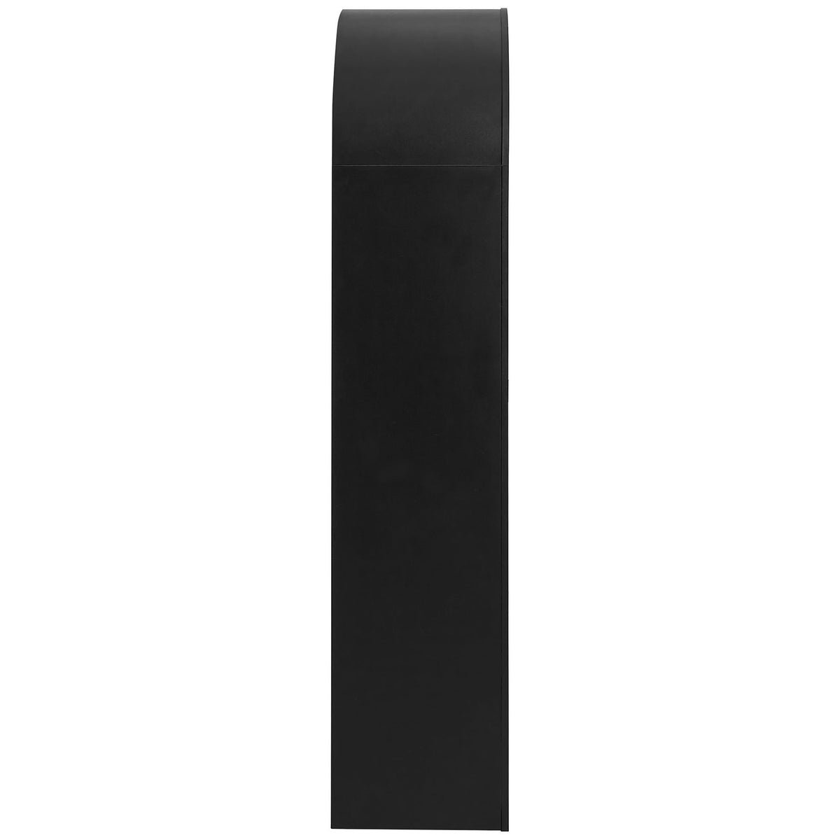 Slim, streamlined profile highlights the curved arch and sturdy black frame. || EEI-7584-BLK-OAK || side_studio