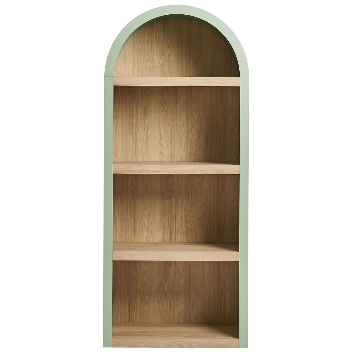 Balanced arch design with four spacious shelves in a warm oak-look finish || EEI-7584-SGE-OAK || front_studio