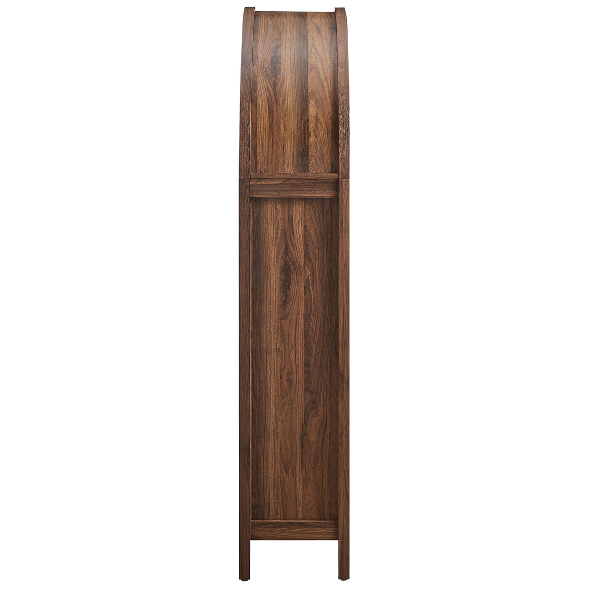 Slim, space-saving profile highlights the sculpted arched top and rich walnut wood grain || EEI-7604-WAL || side_studio