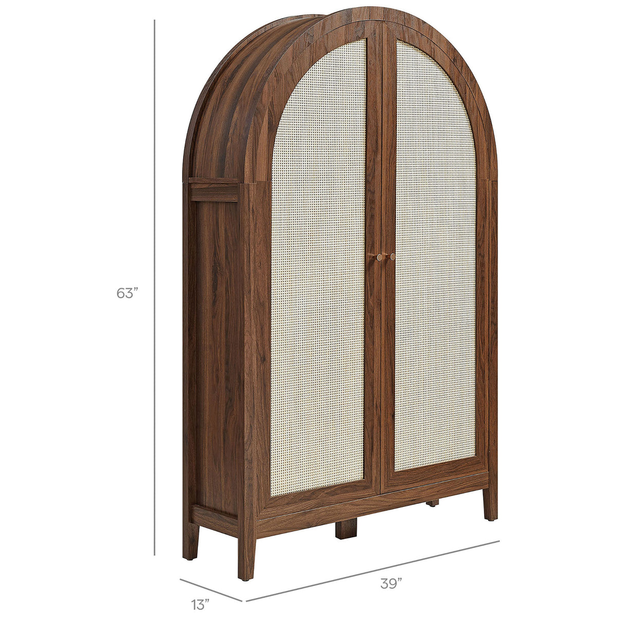 Dimensions shown: 63 inches tall, 39 inches wide, and a streamlined 13 inch depth || EEI-7604-WAL || dimension_studio