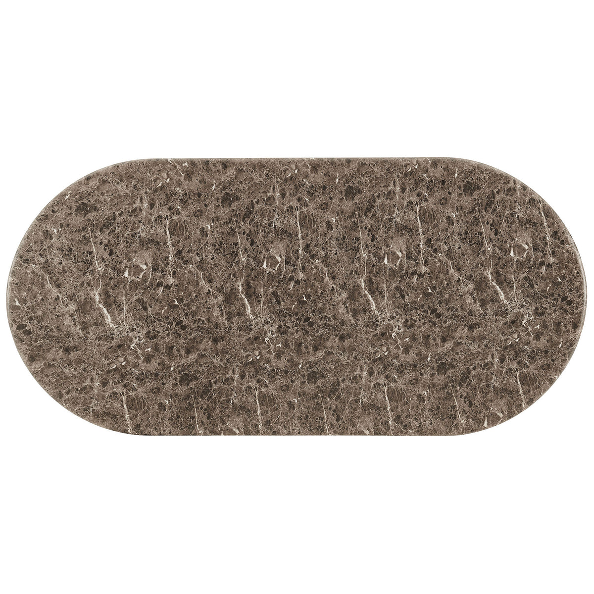 Dark emperador-style oval tabletop with dramatic veining and softly rounded edges || EEI-7623-EMP || top_studio