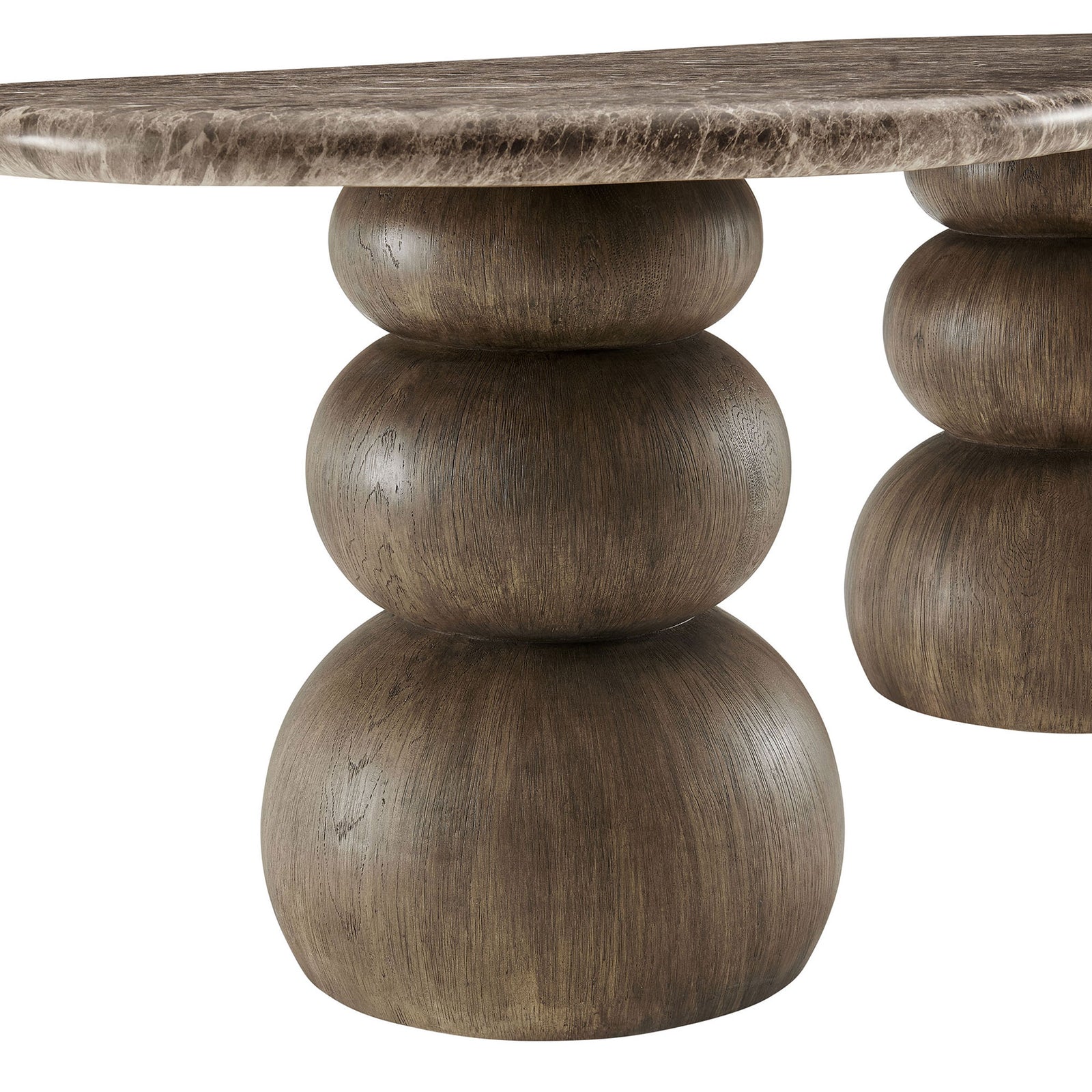 Stacked sphere pedestal design adds bold sculptural character to this outdoor dining table || EEI-7623-EMP || leg_studio