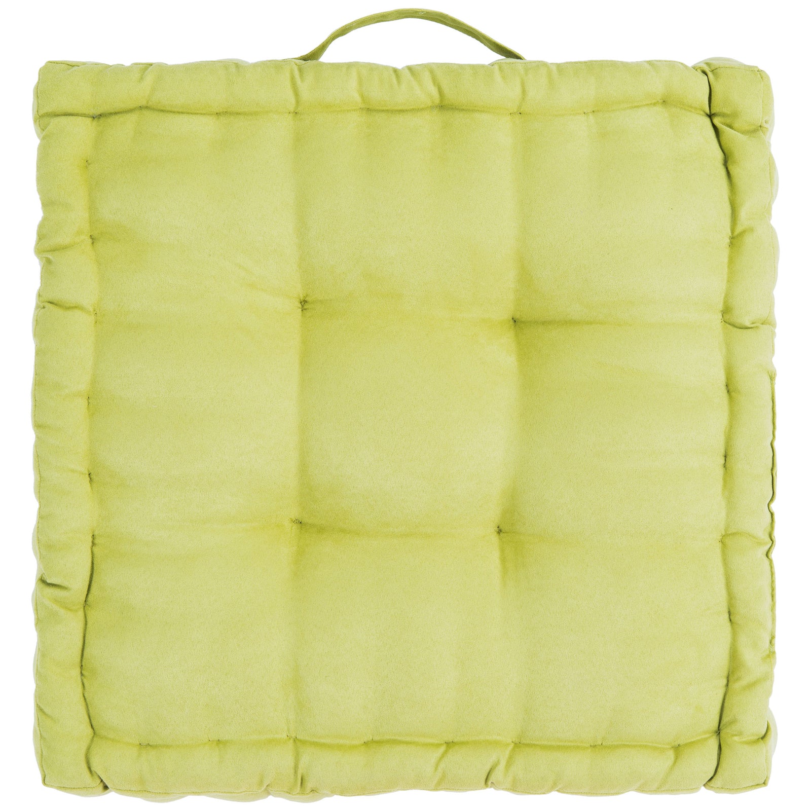 Fresh green floor pillow with neatly spaced tufting and a plush padded border || FLP1002F || back_studio