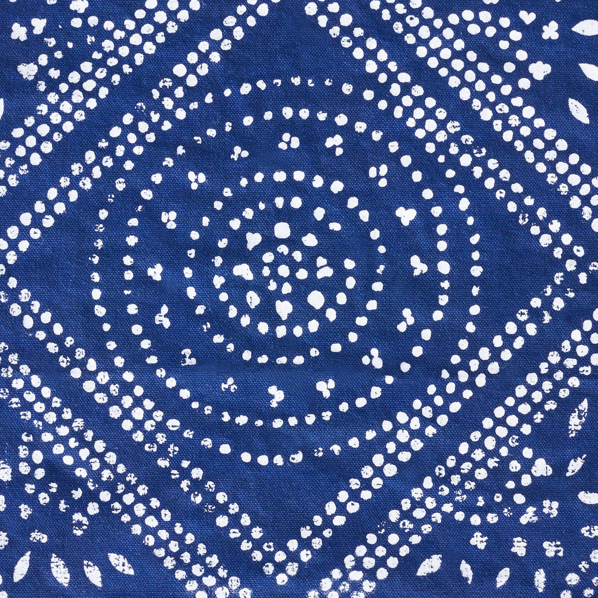 White dotted circles and diamond borders create an intricate pattern on navy fabric || FLP1010A || swatch_studio