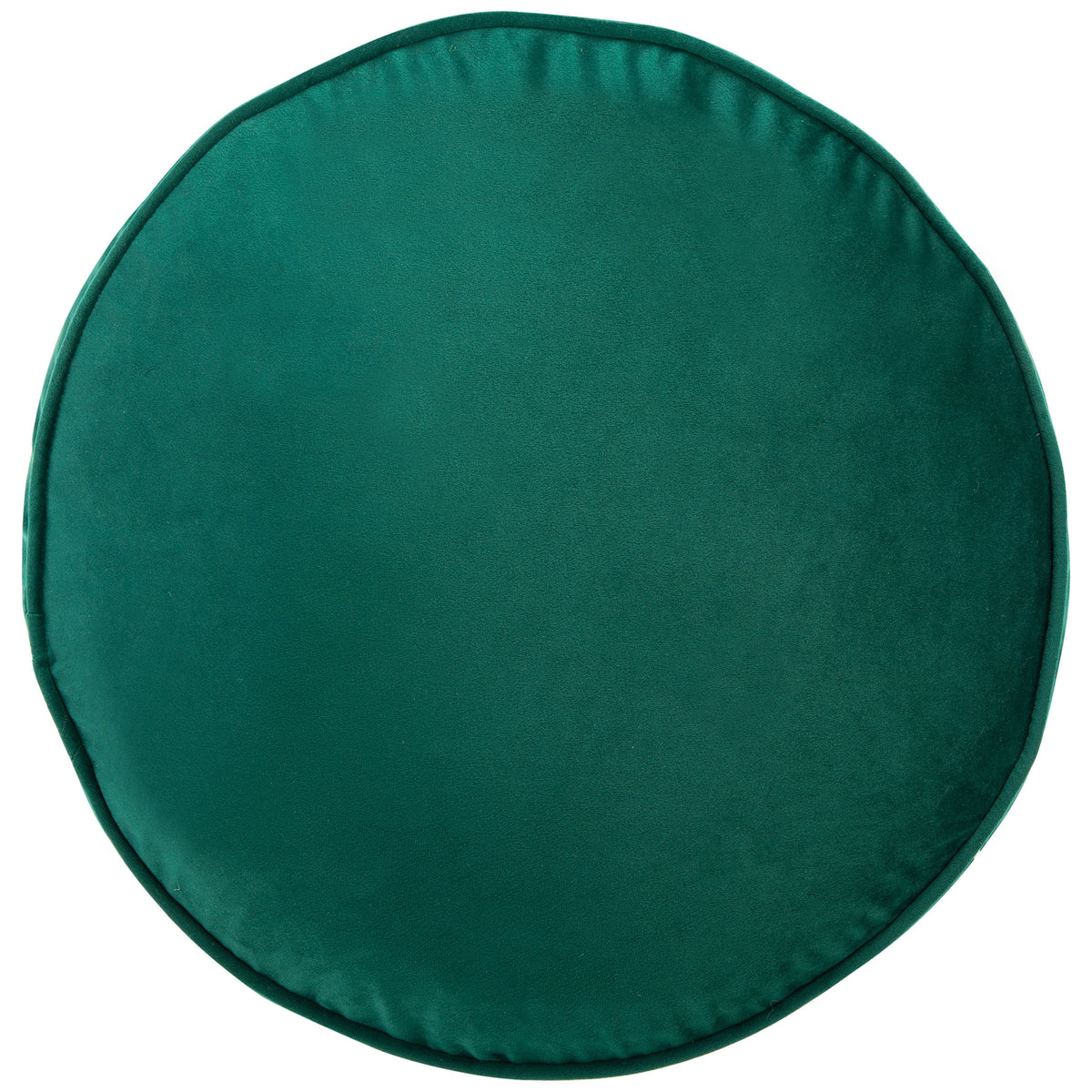 Deep green fabric and matching piping give this round floor cushion a tailored finish || FLP1013A || back_studio