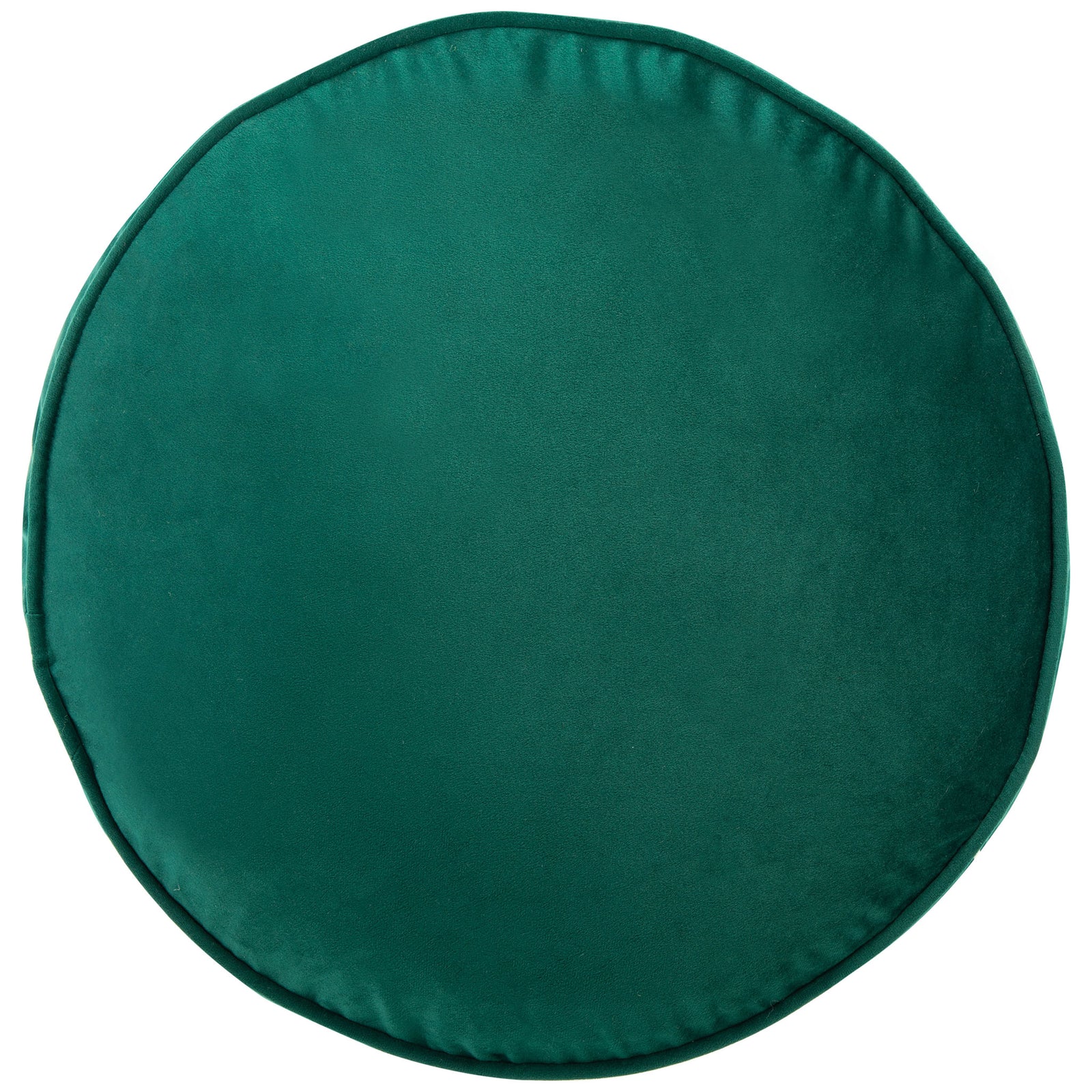Deep green fabric and matching piping give this round floor cushion a tailored finish || FLP1013A || back_studio