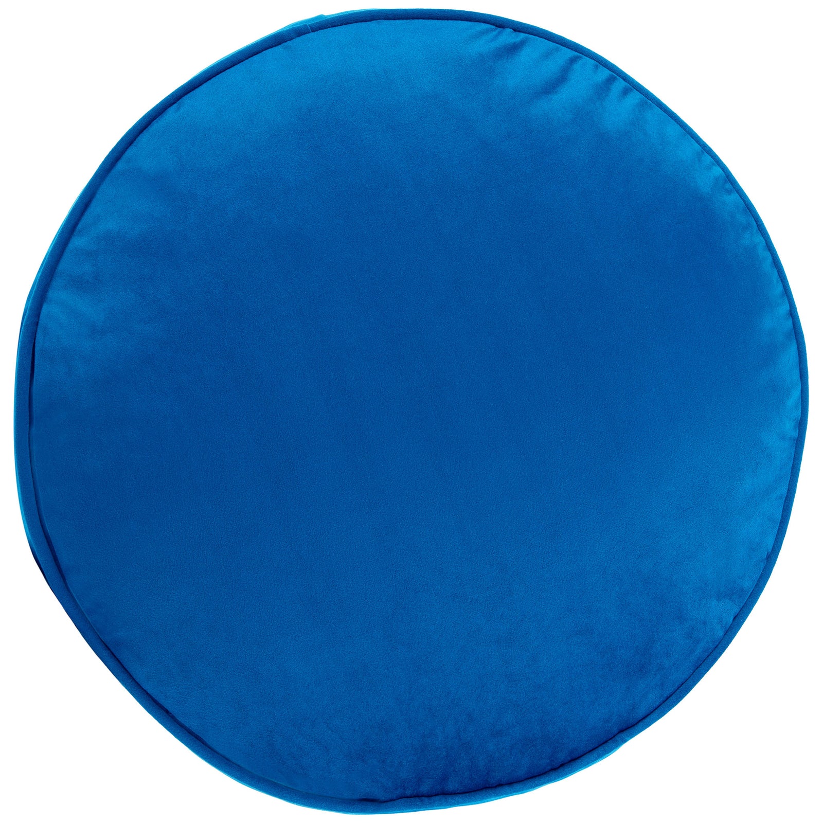 Plush circular floor pillow brings bold royal blue color and a smooth surface || FLP1013C || front_studio