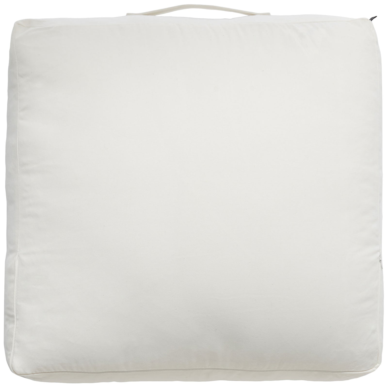 Soft beige fabric and plump cushioning give this square floor pillow a clean, versatile look || FLP1017A || back_studio