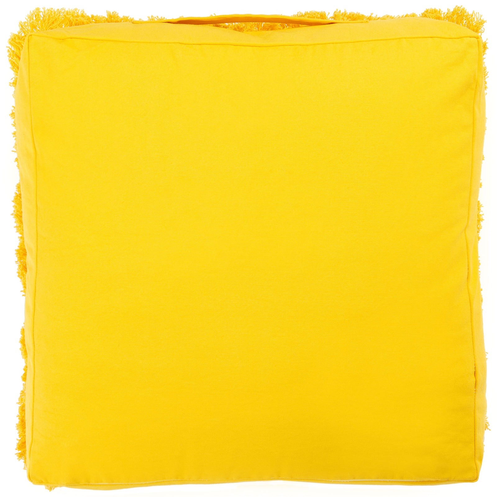 Smooth sunshine yellow fabric and a built-in carrying loop finish this floor pillow. || FLP1018B || back_studio