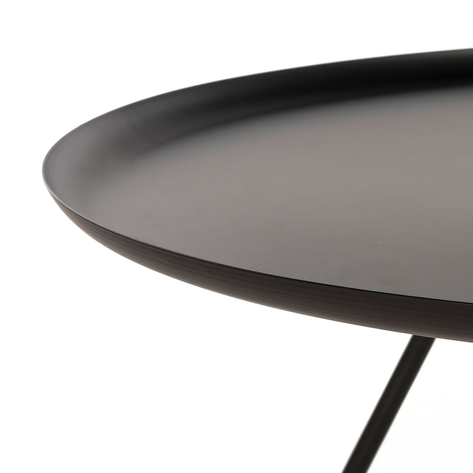 Sleek black metal tabletop with a gently raised tray rim and a smooth, sophisticated finish. || FOX4525A || detail_studio
