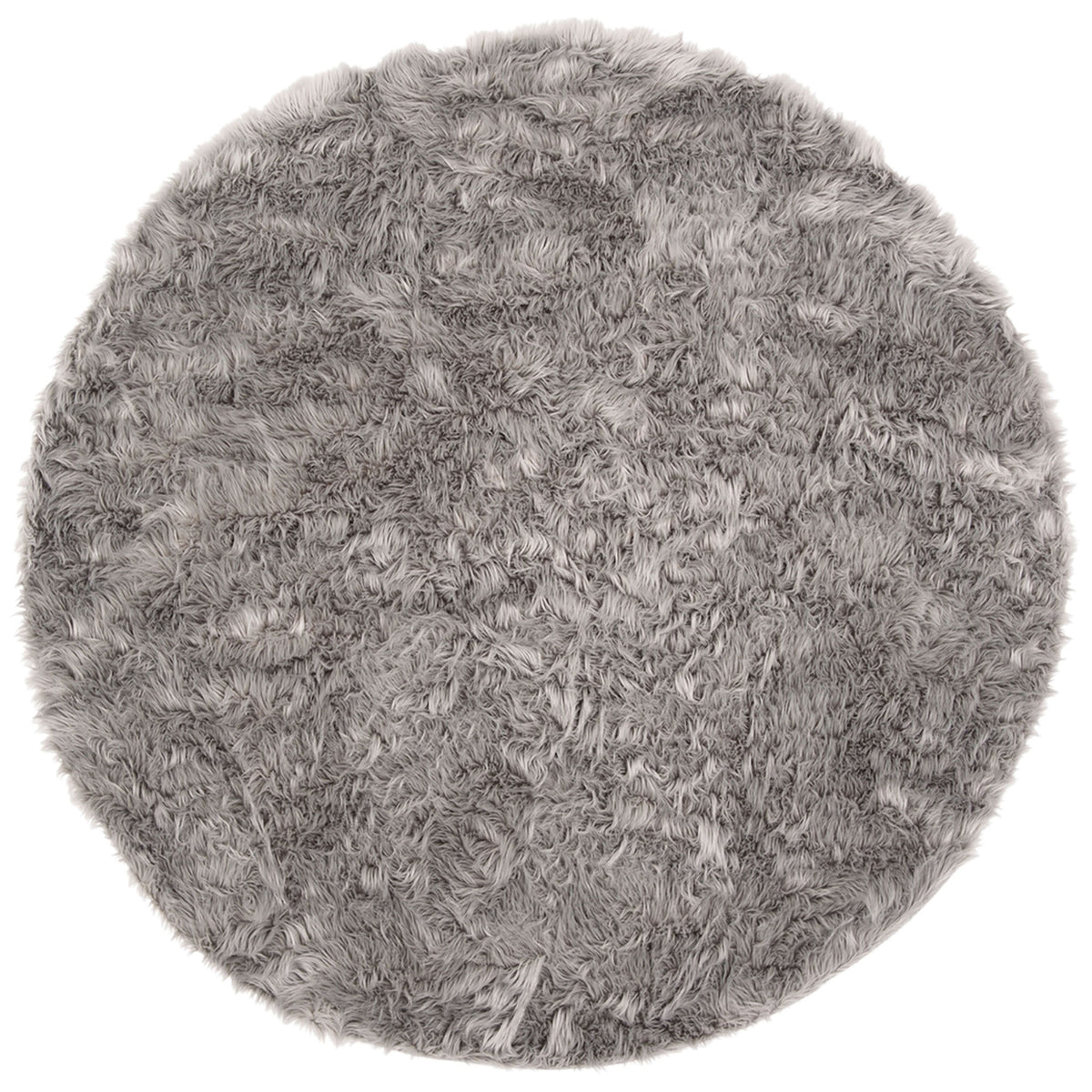 Round gray shag rug with a richly textured pile and subtle tonal movement for a cozy feel || FSS235D-6R || top_studio