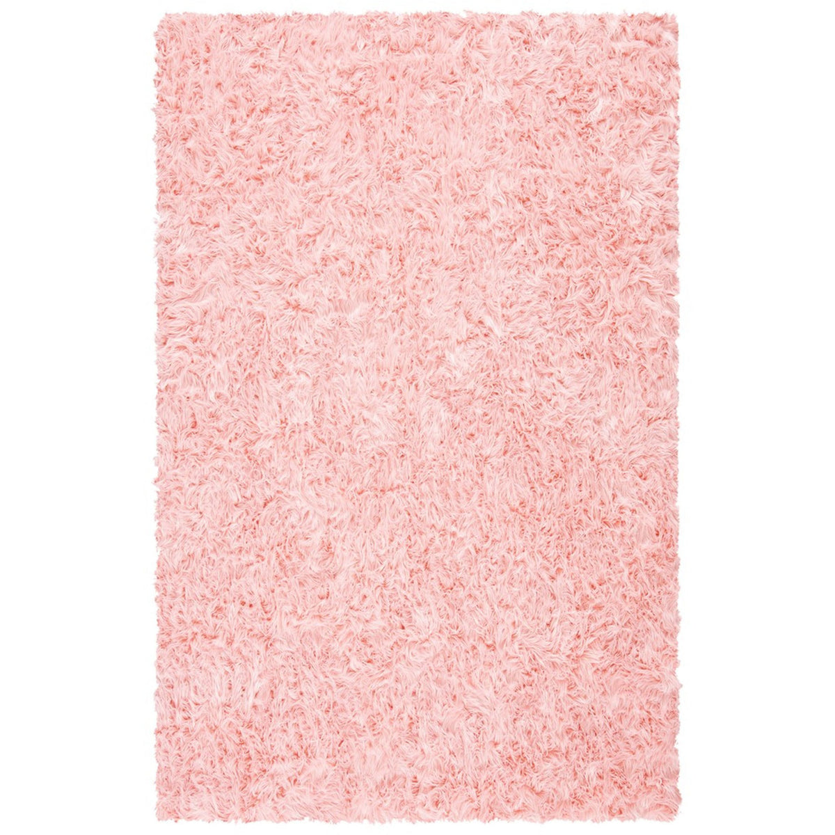 Rectangular pink faux sheepskin area rug with a dense, long-haired shag texture || FSS235G-5 || top_studio