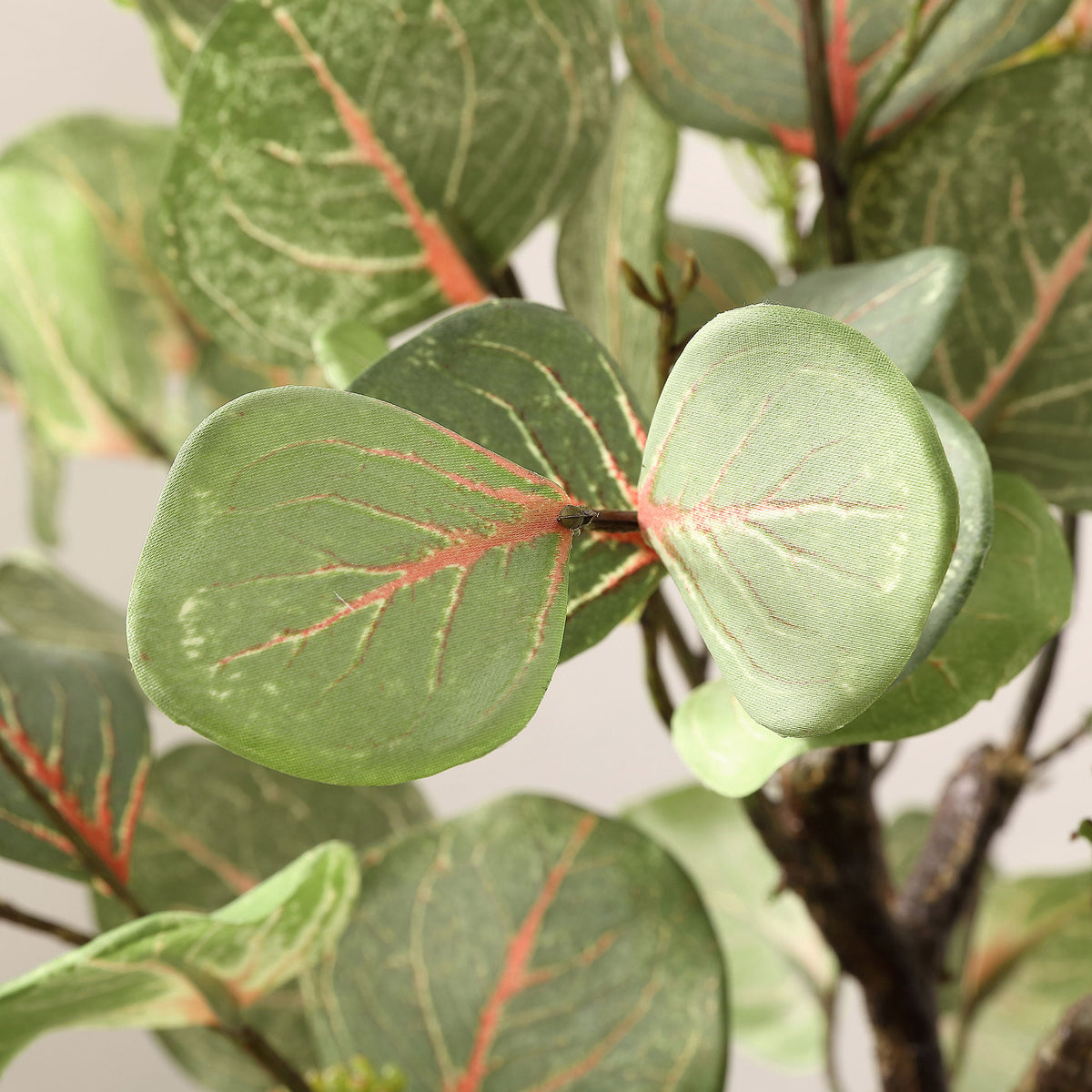 Soft green leaves reveal fine fabric texture and rosy leaf veins. || FXP1001A || detail_studio