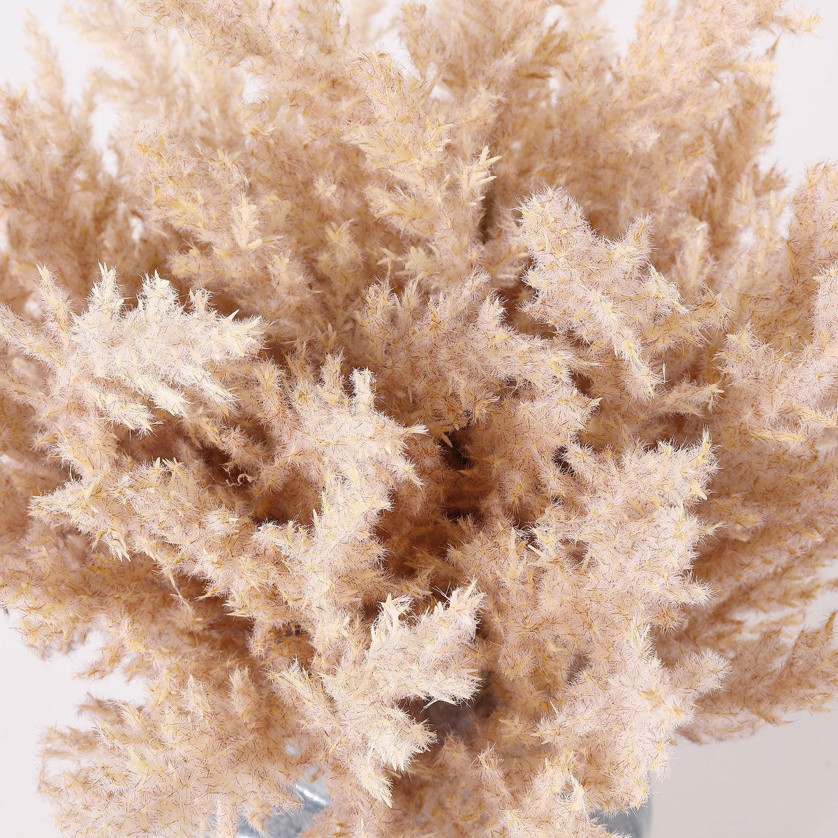 Feathery beige broom corn stems create an airy, soft-looking bouquet. || FXP1019A || detail_studio