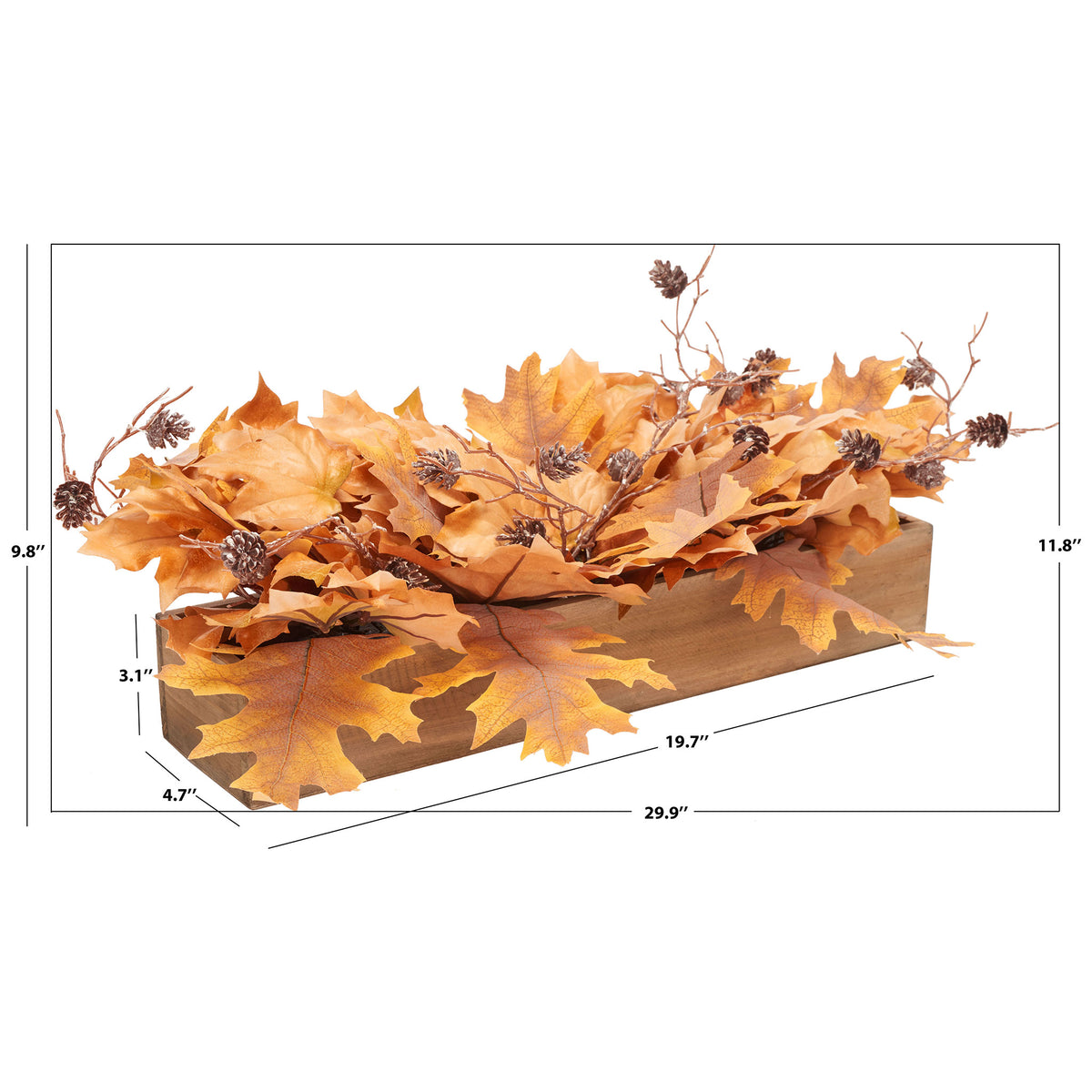 A rectangular maple leaf arrangement measures nearly 30 inches long. || FXP1066A || dimension_studio