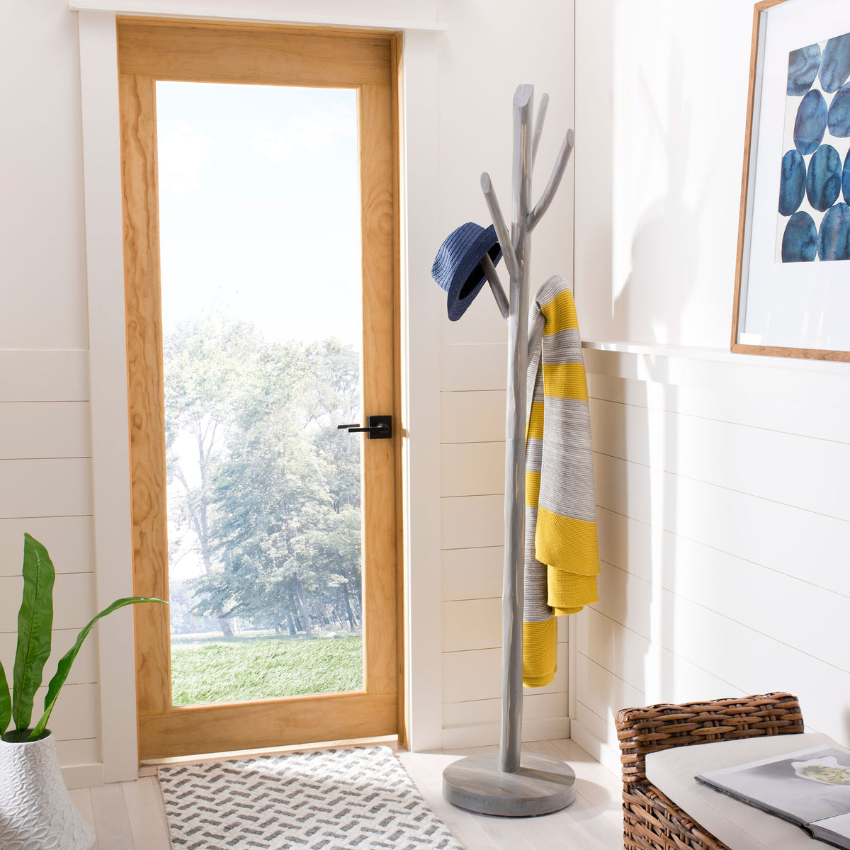 Branching gray coat rack keeps hats and scarves within reach by the front door || HAC4000B || front_room