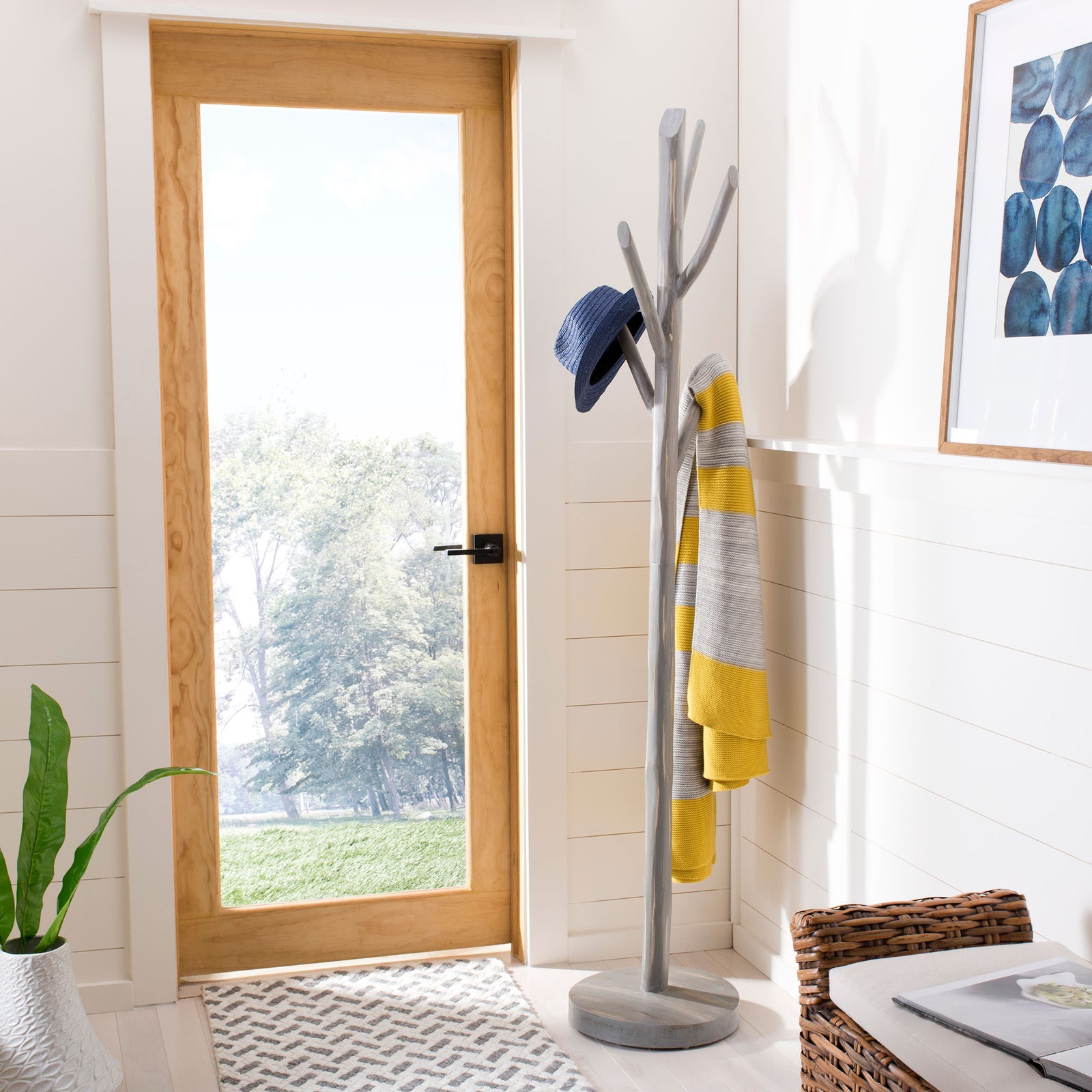 Branching gray coat rack keeps hats and scarves within reach by the front door || HAC4000B || front_room