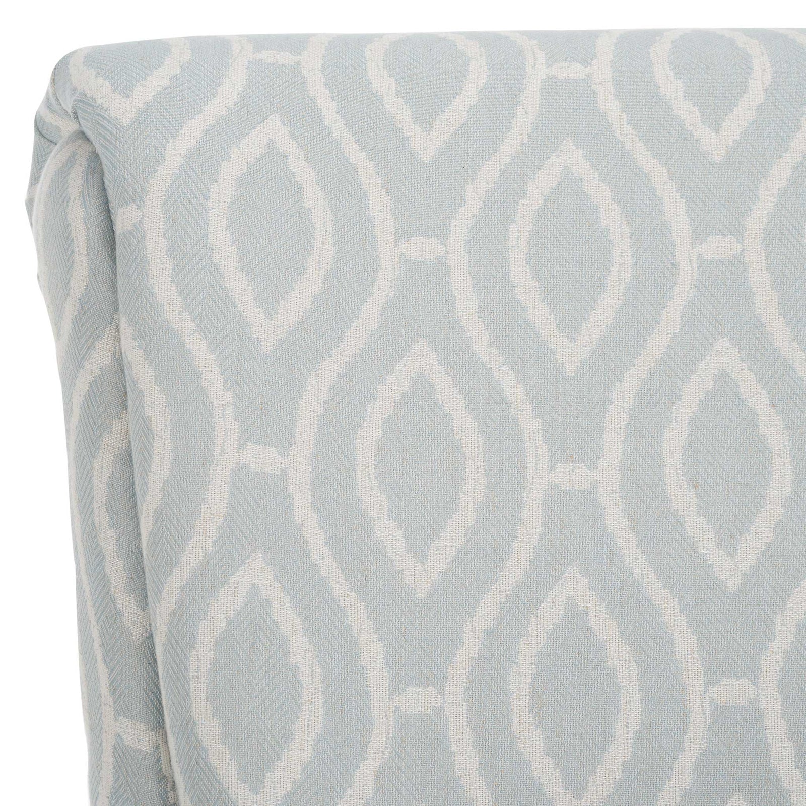 Textured light blue fabric with raised ivory trellis motif and crisp piping || MCR1002G || detail_studio
