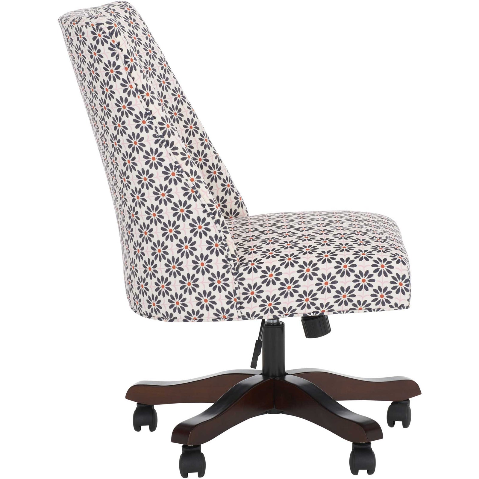 Ergonomic slope-back design on a sturdy espresso base with easy-rolling casters || MCR1028D || side_studio