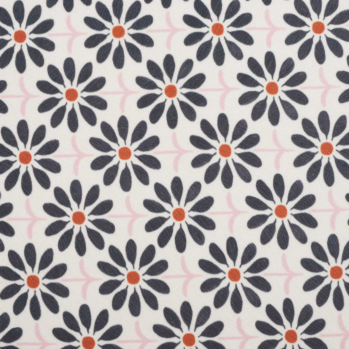 Cream fabric with black floral print and subtle pink lattice accents || MCR1028D || swatch_studio