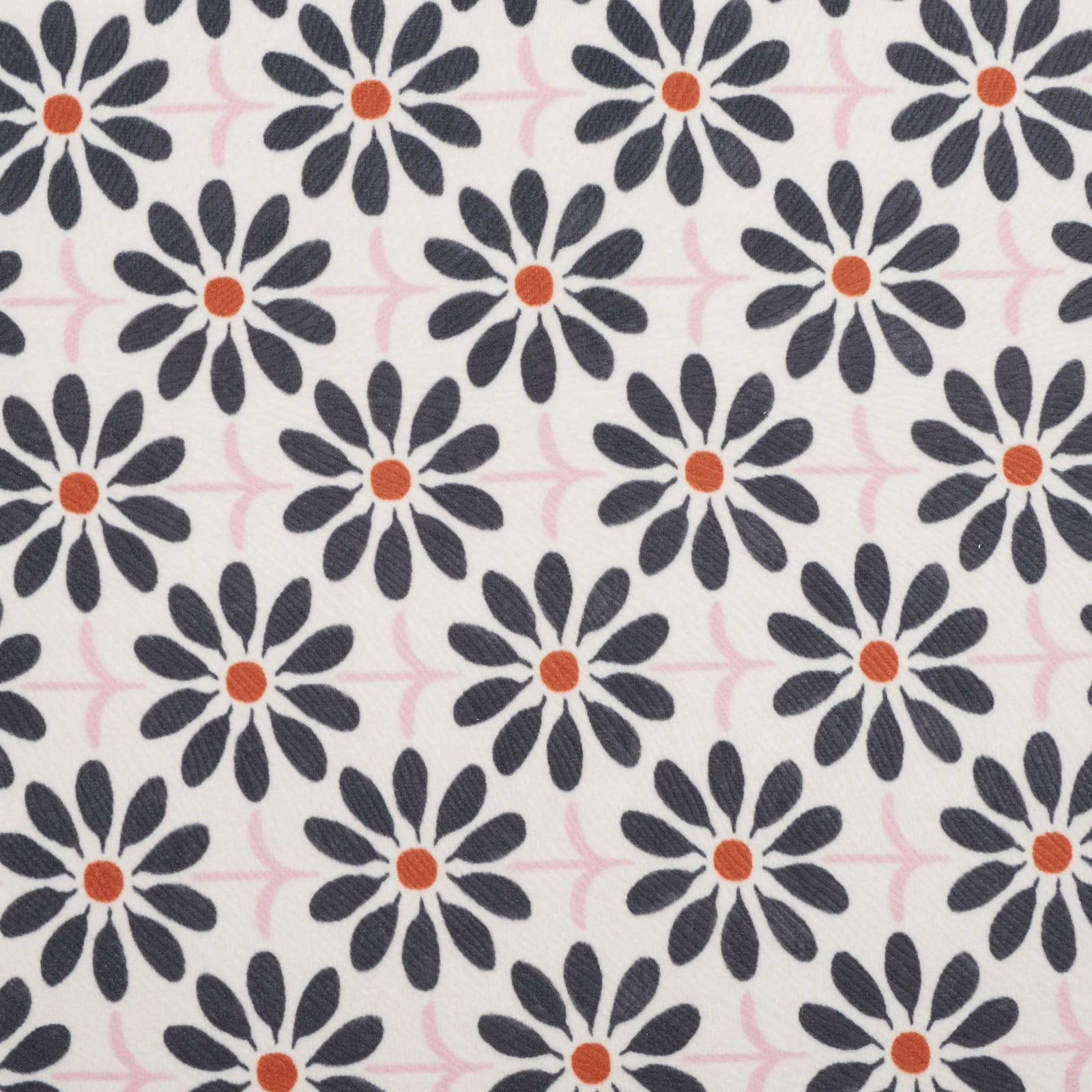 Cream fabric with black floral print and subtle pink lattice accents || MCR1028D || swatch_studio