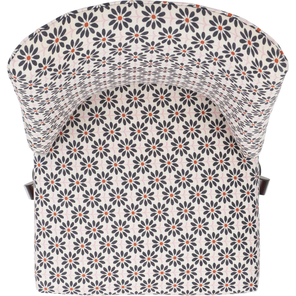 Curved backrest and generous seat wrapped in black floral fabric || MCR1028D || top_studio