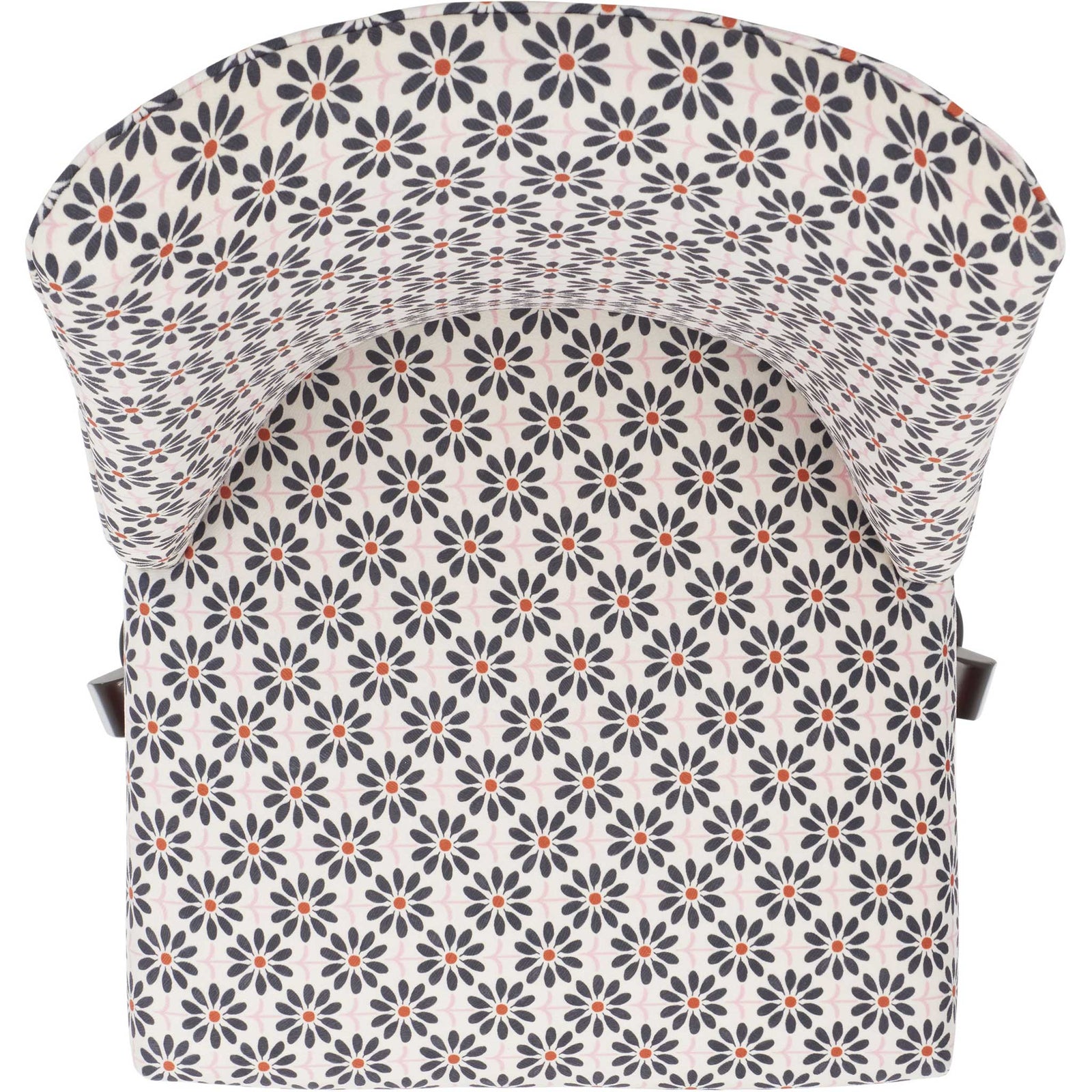 Curved backrest and generous seat wrapped in black floral fabric || MCR1028D || top_studio