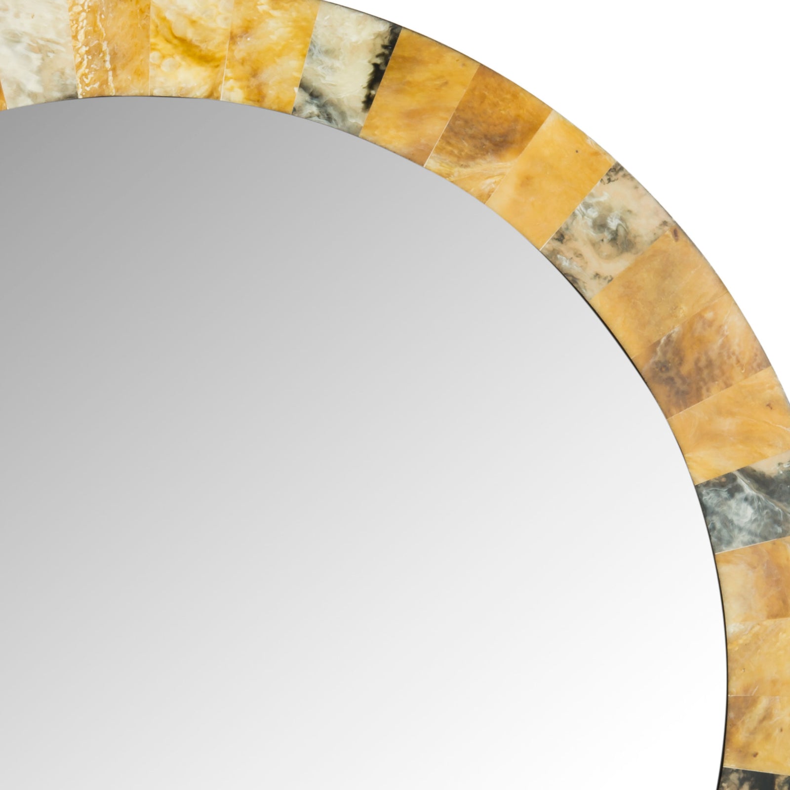 Marbled amber, cream, and charcoal segments border the reflective glass || MIR4051A || detail_studio