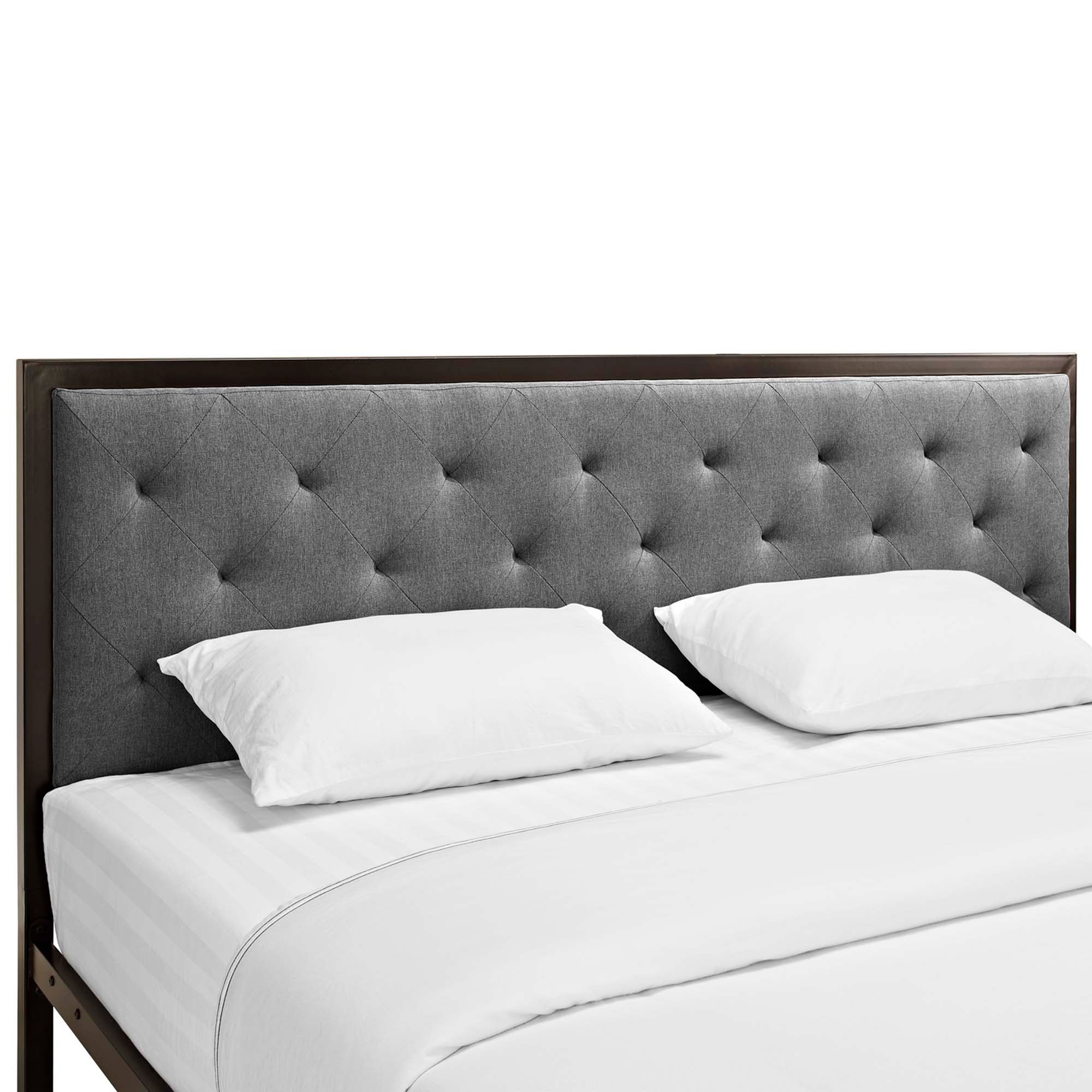 Miles Fabric Platform Bed Brown Gray