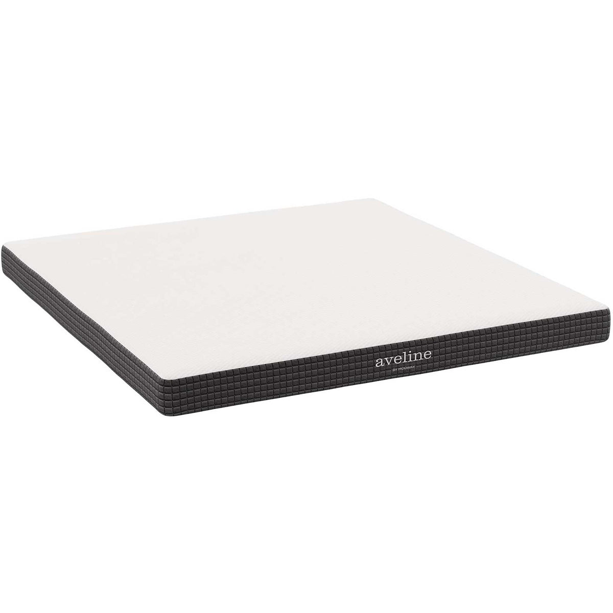 A low-profile 6-inch king mattress pairs a white knit sleep surface with dark quilted sides. || MOD-5491-WHI || front_angle_studio