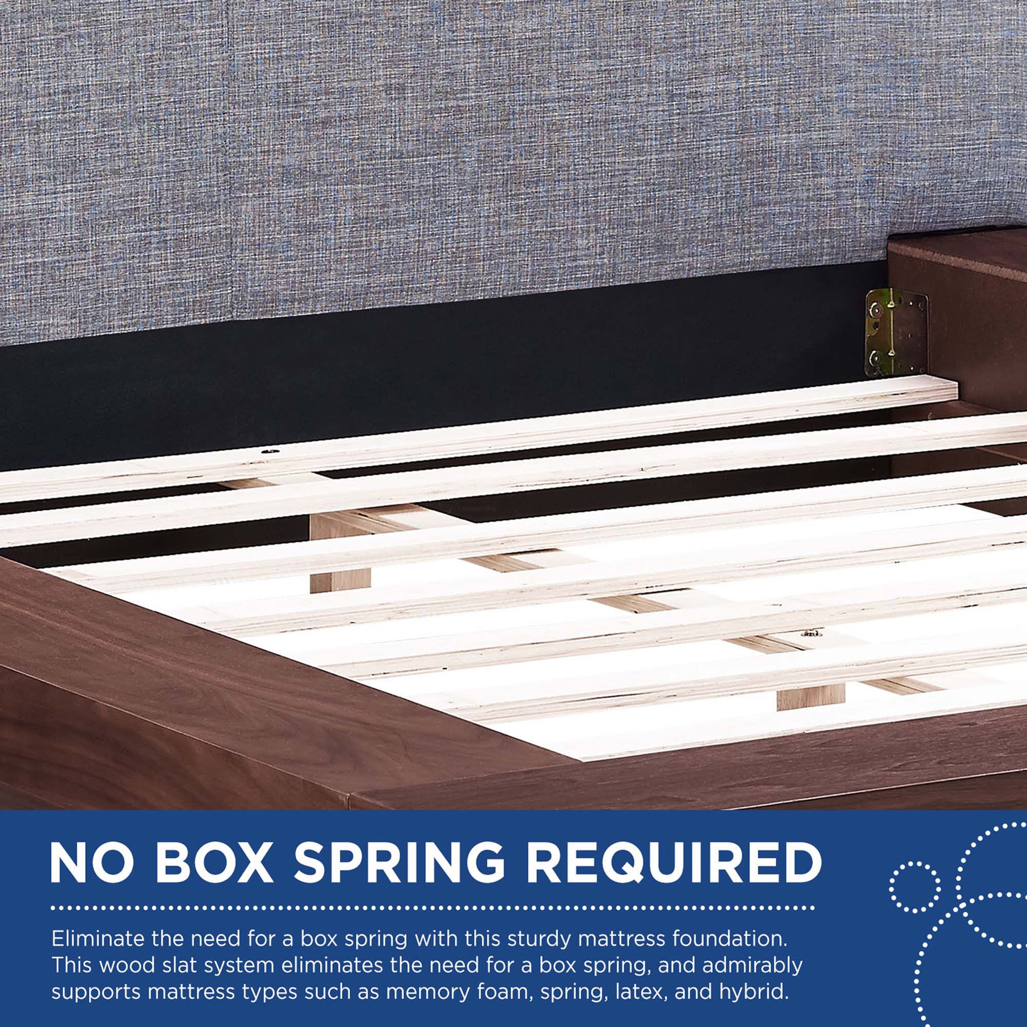 Freyja 3 Piece Fabric Bed Walnut/Gray