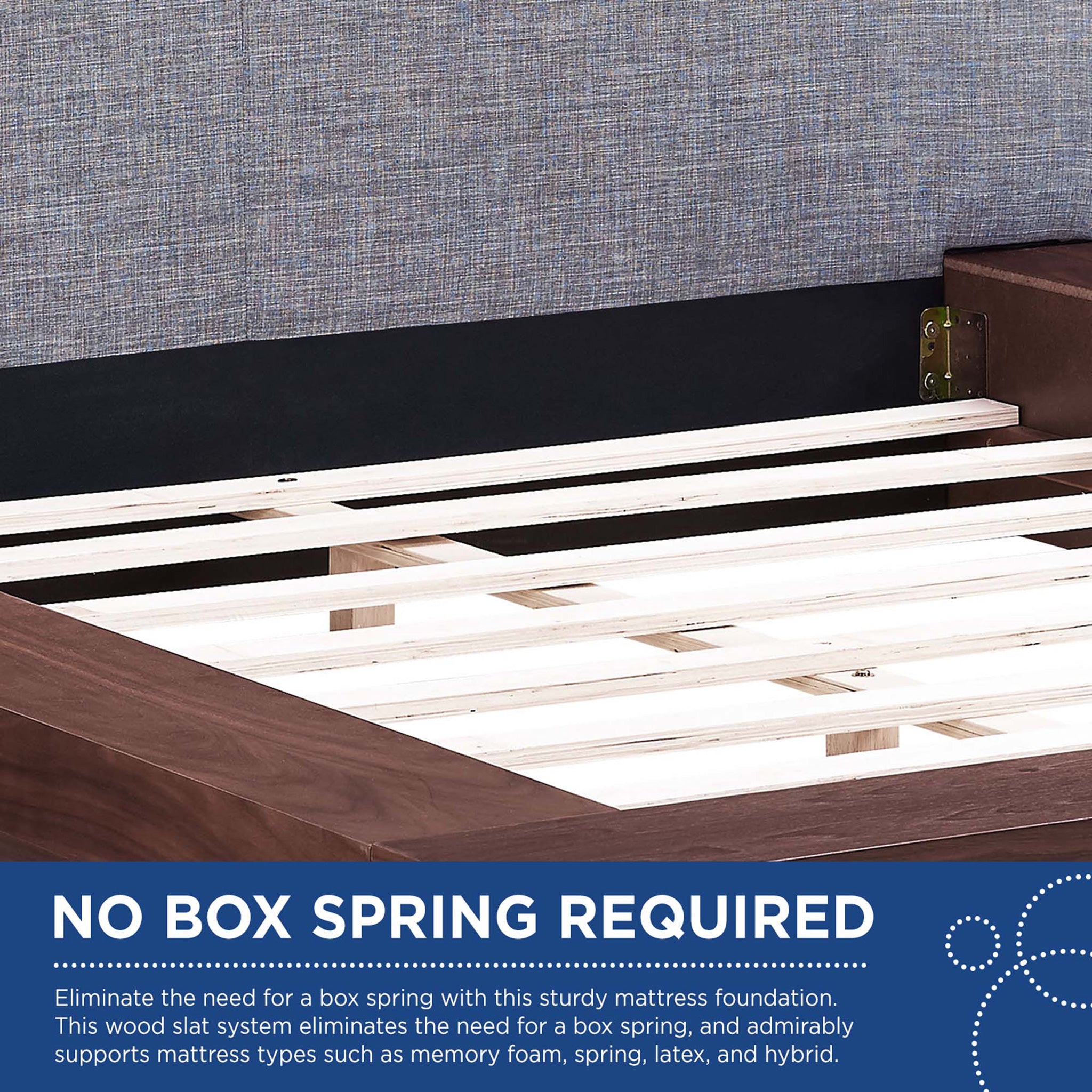 Freyja 3 Piece Fabric Bed Walnut/Gray