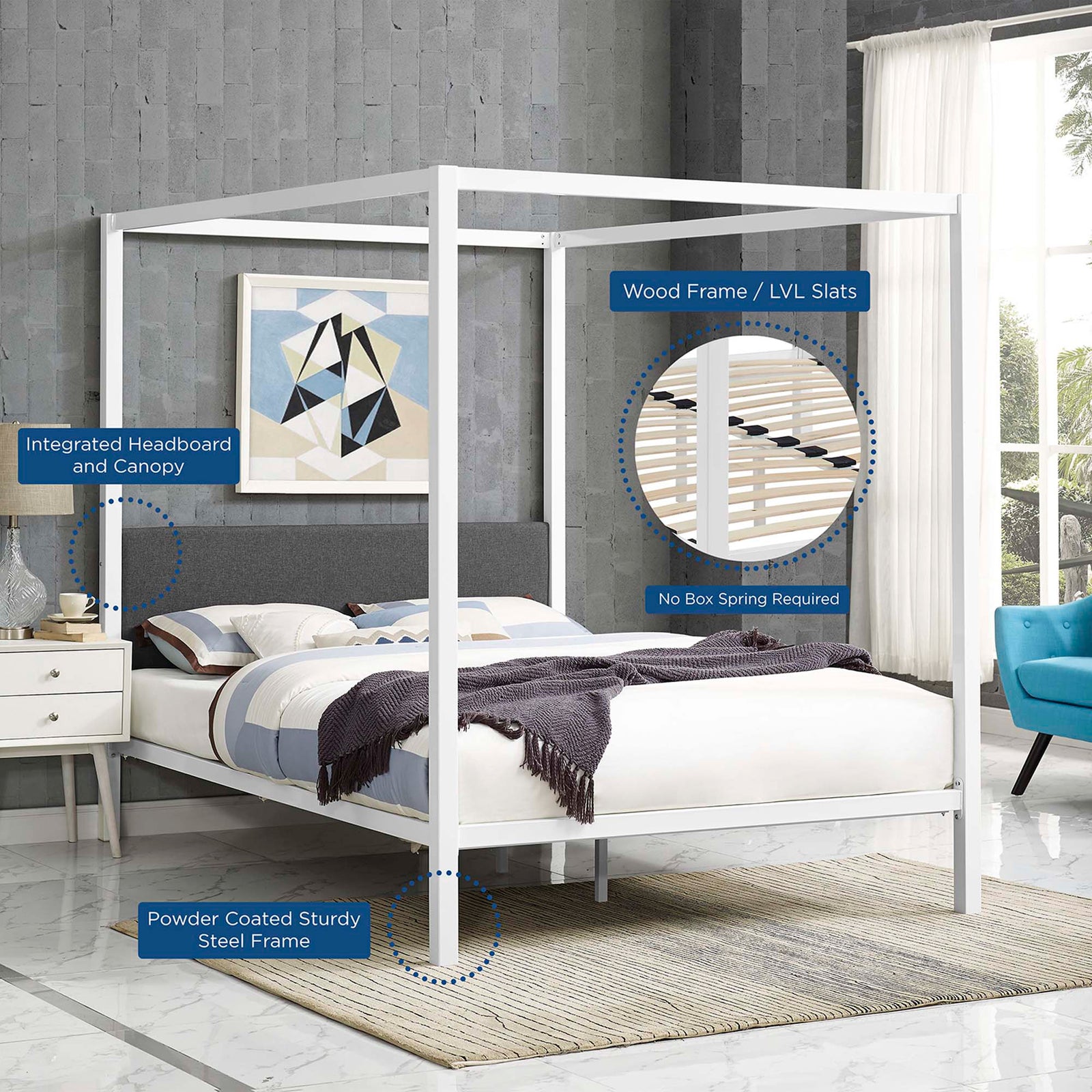 Richard Bed Frame White/Gray