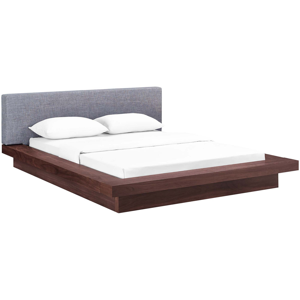 Freyja Fabric Platform Bed Walnut/Gray