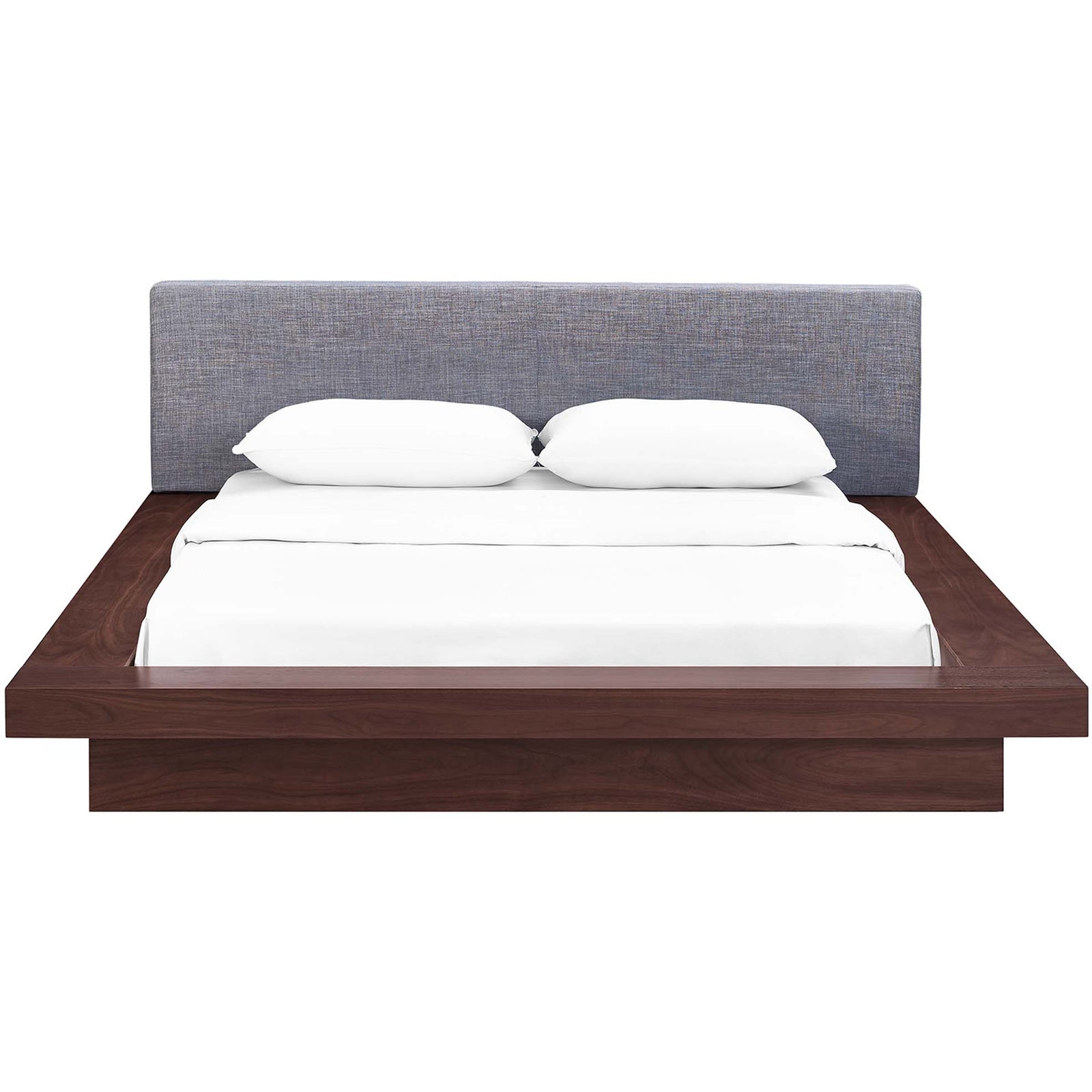 Freyja Fabric Platform Bed Walnut/Gray