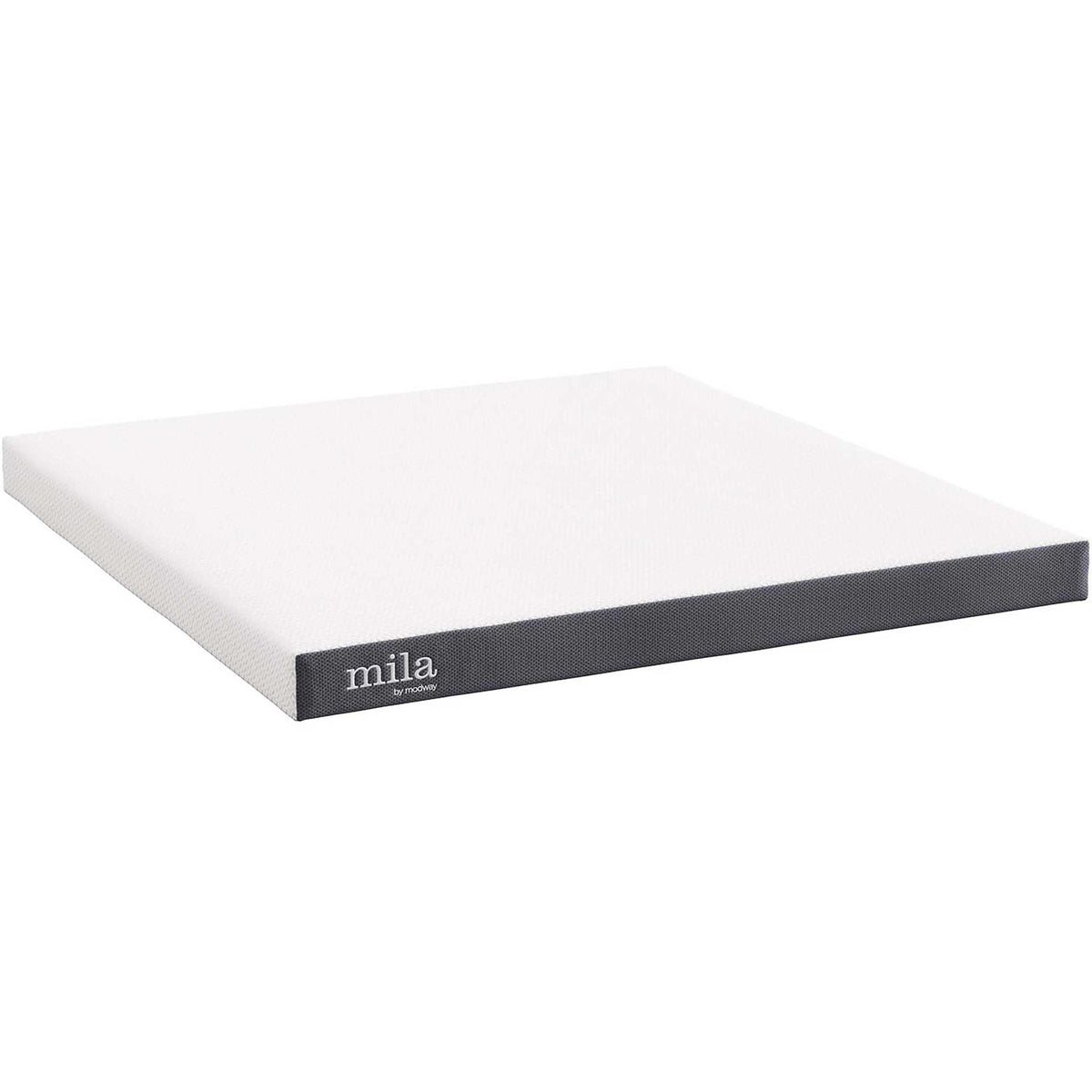 A slim 6-inch king memory foam mattress pairs a white knit top with a textured gray border || MOD-5736-WHI || front_angle_studio