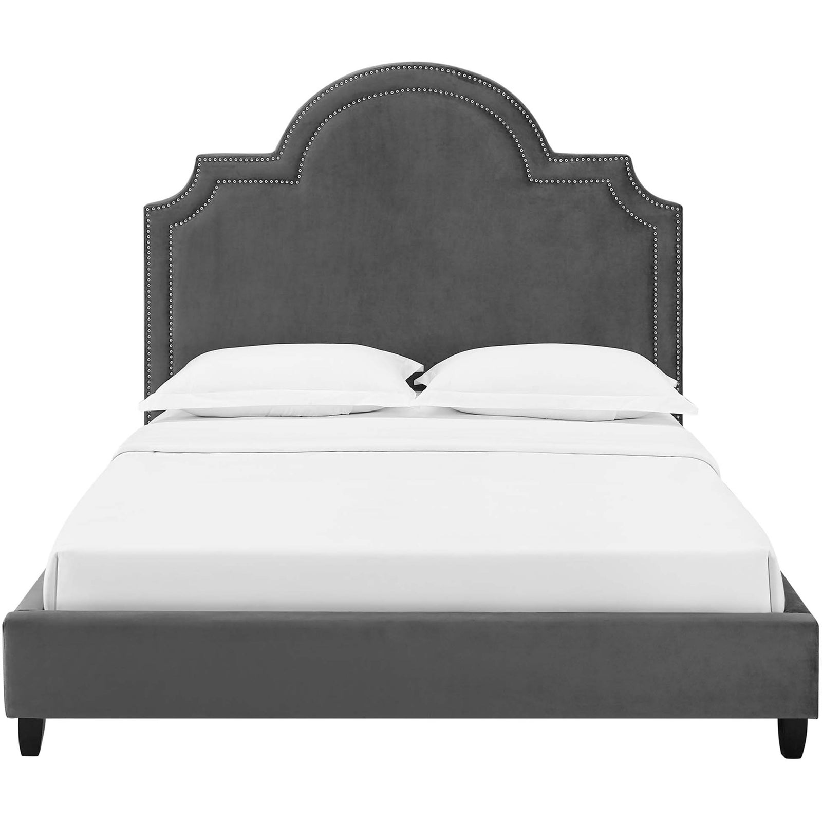 Patrick Velvet Platform Bed Gray