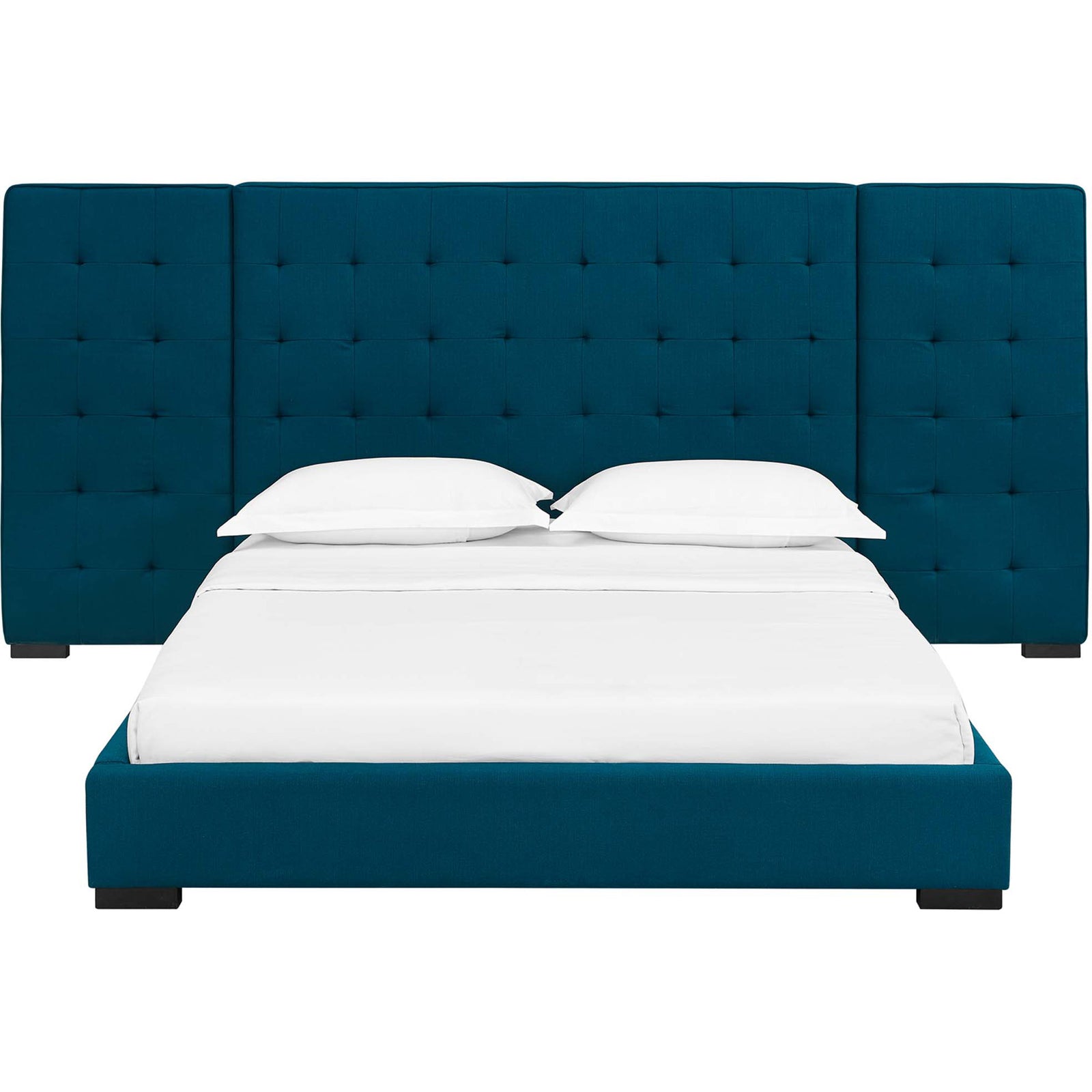 Patrick Upholstered Fabric Platform Bed Azure