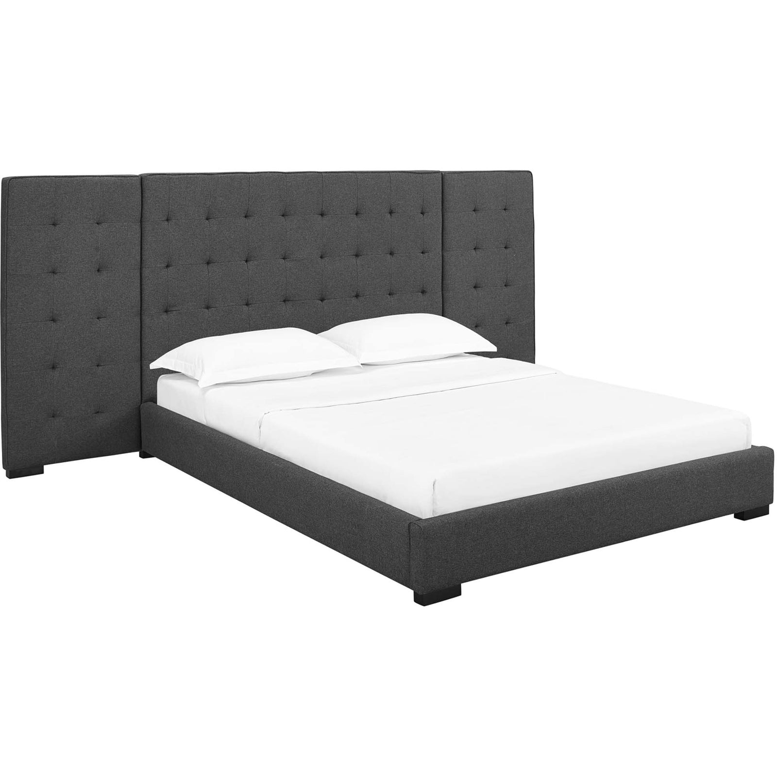 Patrick Upholstered Fabric Platform Bed Gray