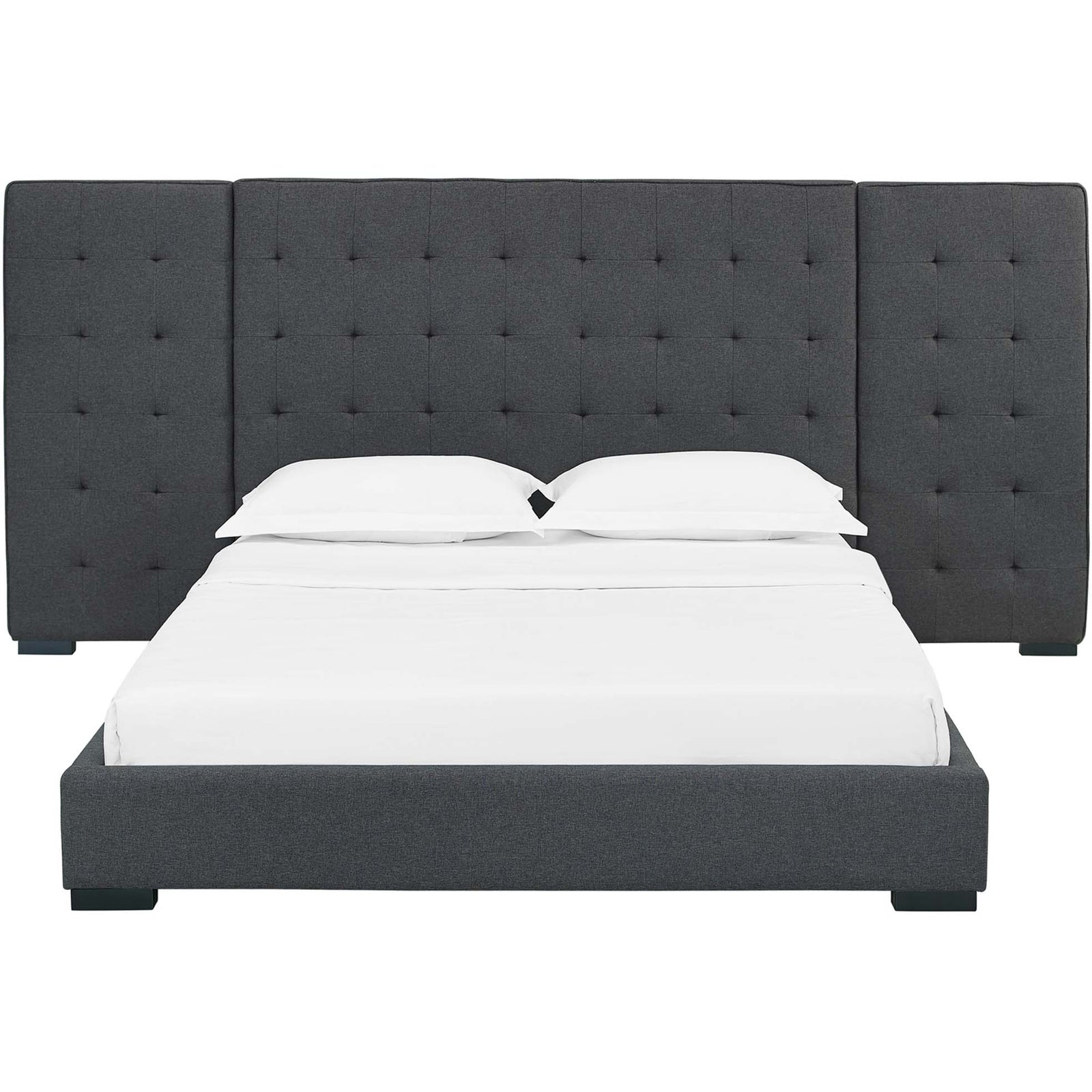 Siri Upholstered Fabric Platform Bed Gray